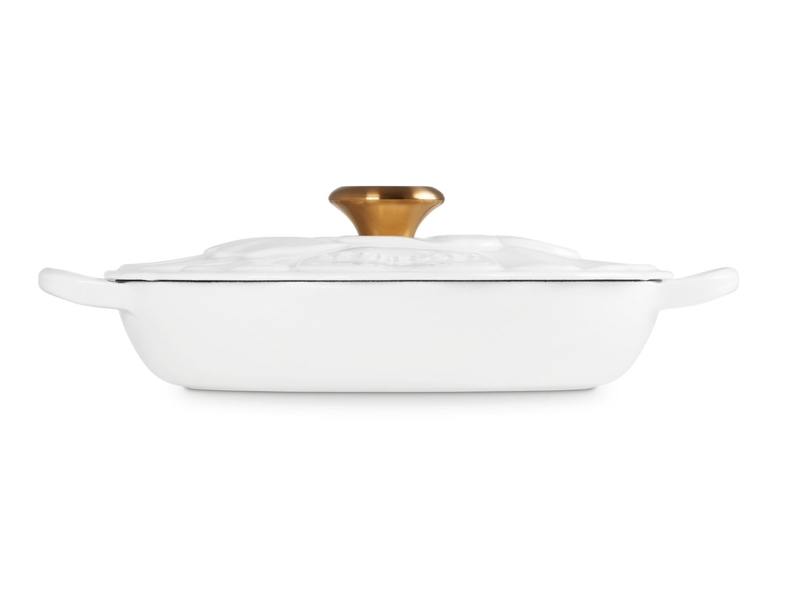 LE CREUSET Kochtopf Signature Gourmet-Profitopf Blume weiß 26cm, Emailliertes Gusseisen