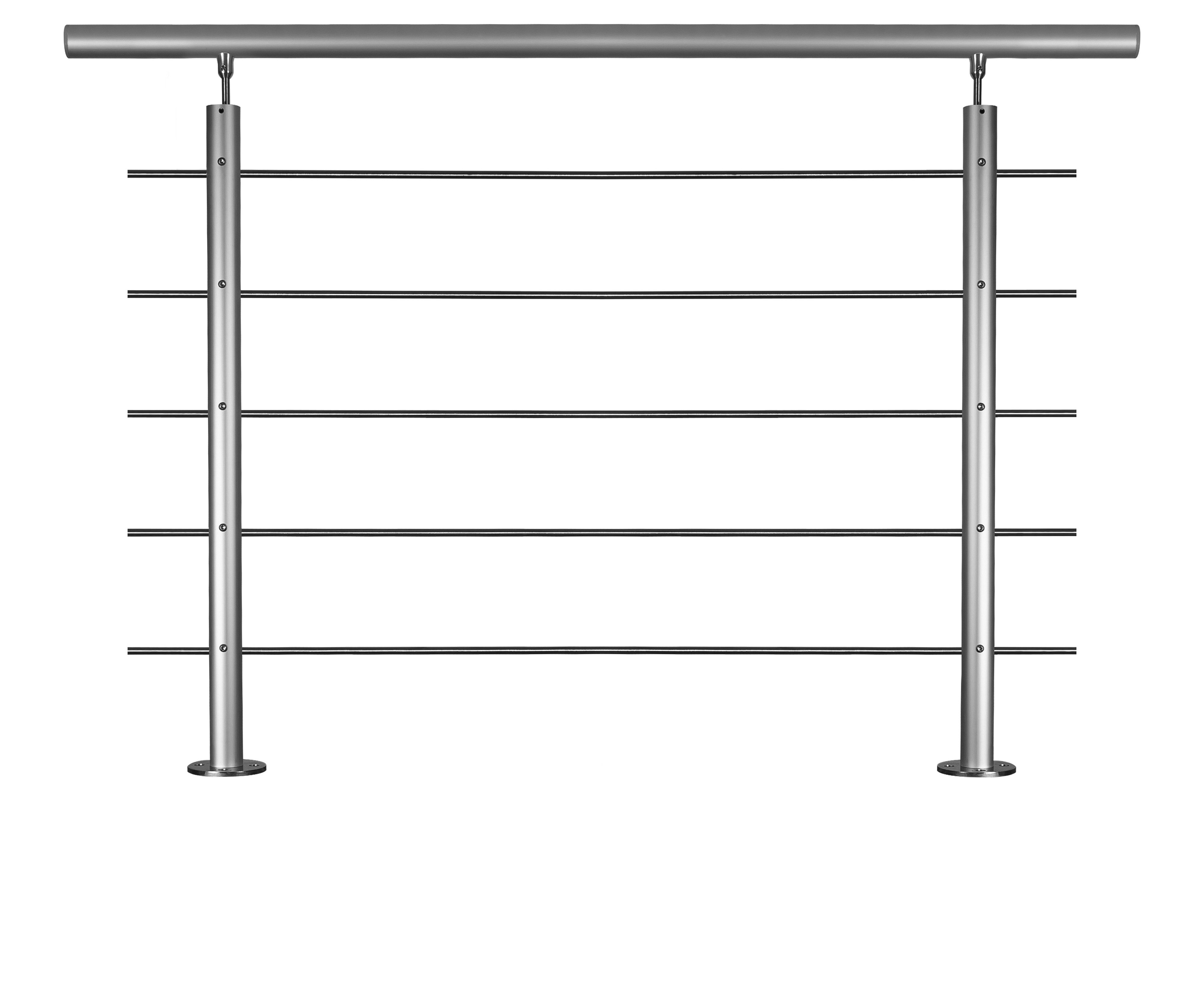 TREBA FREWA Brüstungsgeländer Alu Set, Bodenmontage (AB6) 150 x 82 cm erweiterbar, 150 cm Länge, 82 cm Höhe