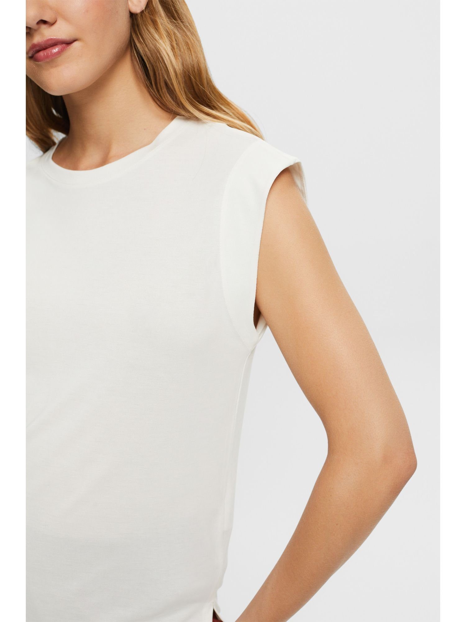T-Shirt Esprit (1-tlg) Griff weichem mit OFF Collection Jersey-Top WHITE
