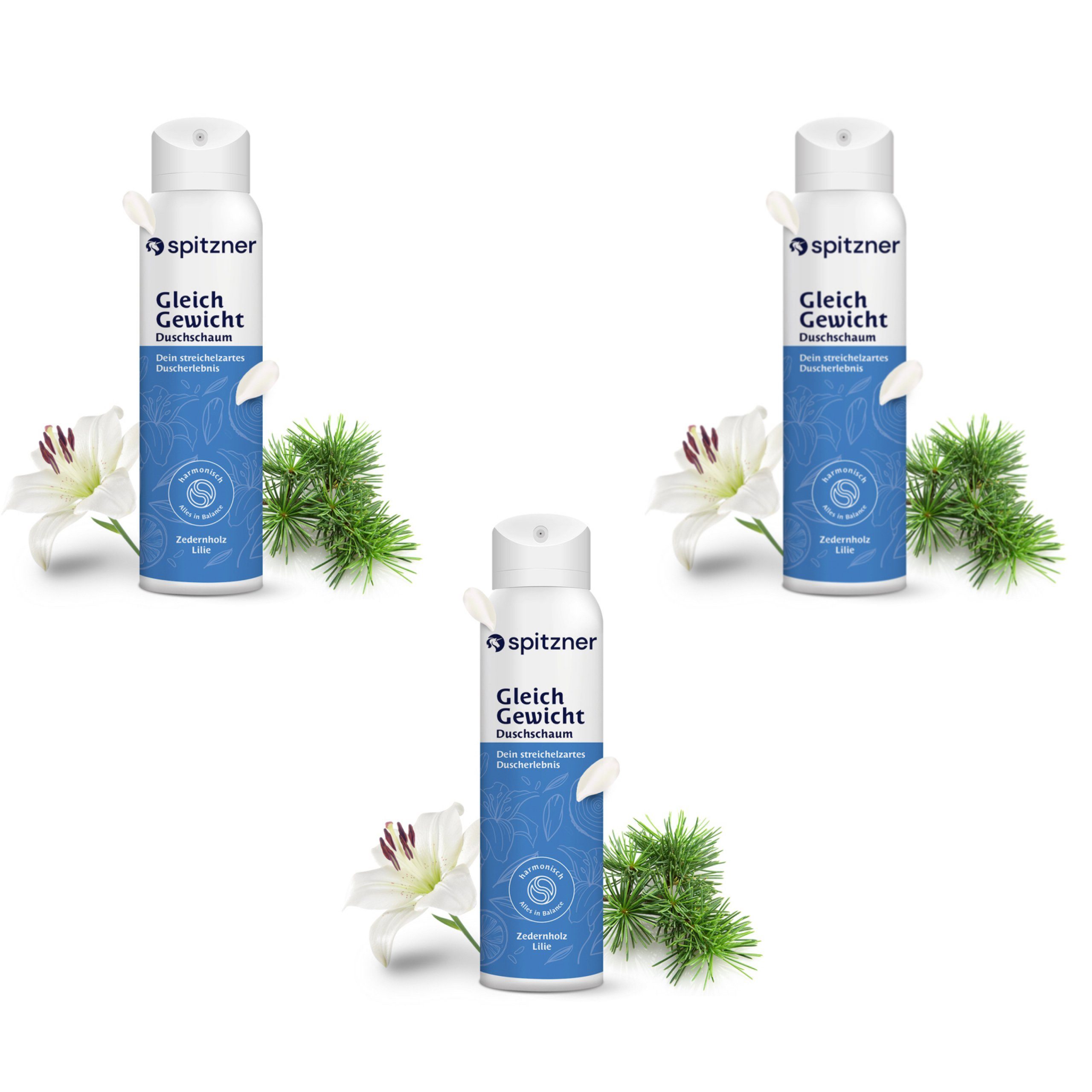 Spitzner Sauna-Aufgussset Spitzner Duschschaum Set GleichGewicht 3x 150 ml Harmonisierende