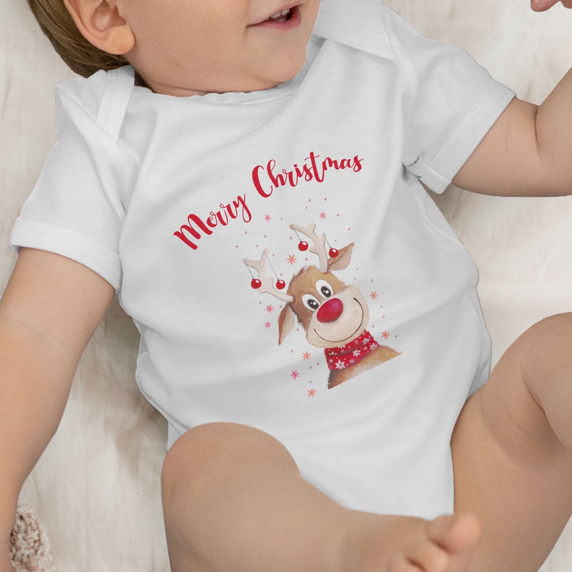 Shirtracer Weihnachten Weiß Christmas Shirtbody Kleidung 1 Baby Rentier Merry