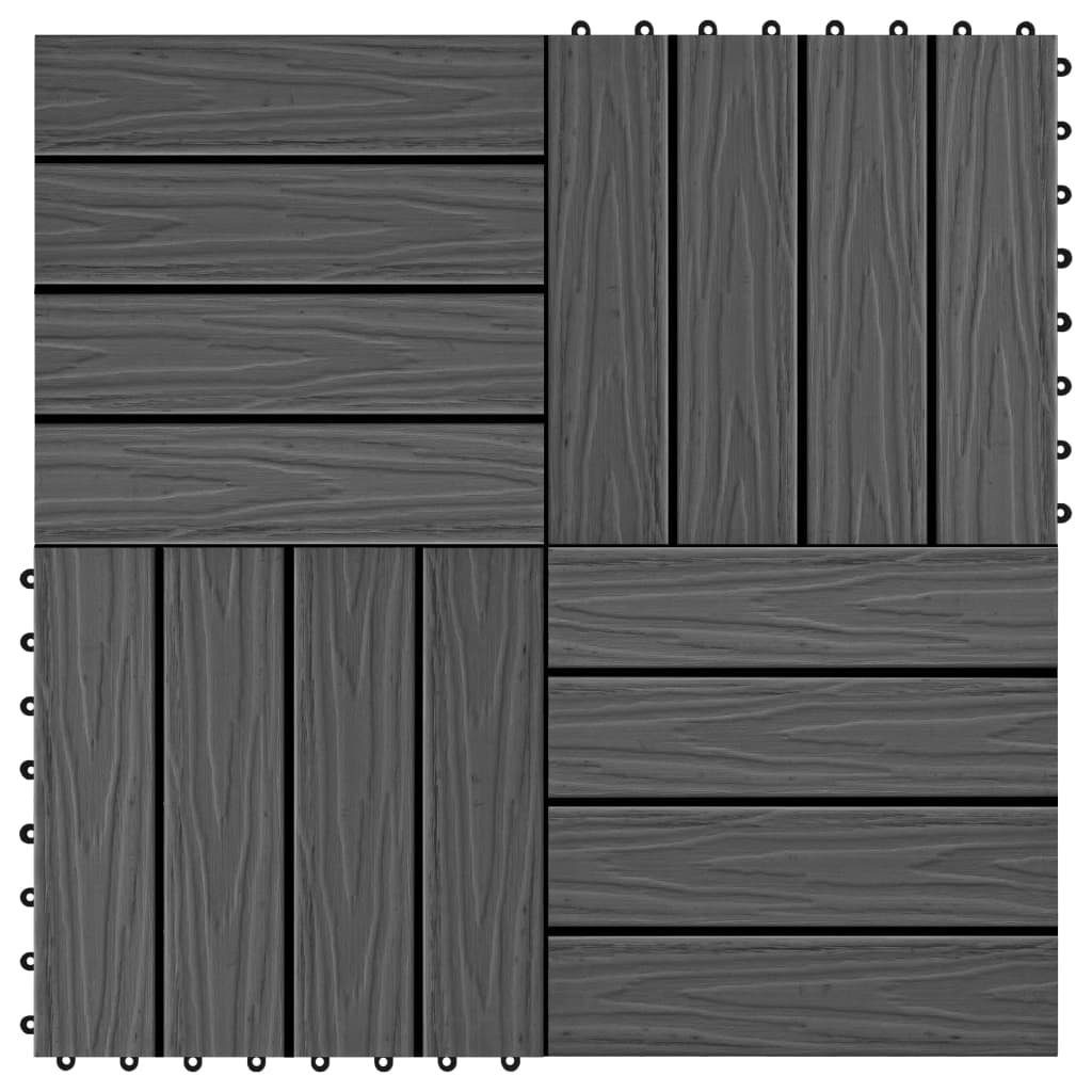 vidaXL Teppichboden Terrassenfliesen 11 Stk. Tief Geprägt WPC 30x30cm 1 qm Schwarz