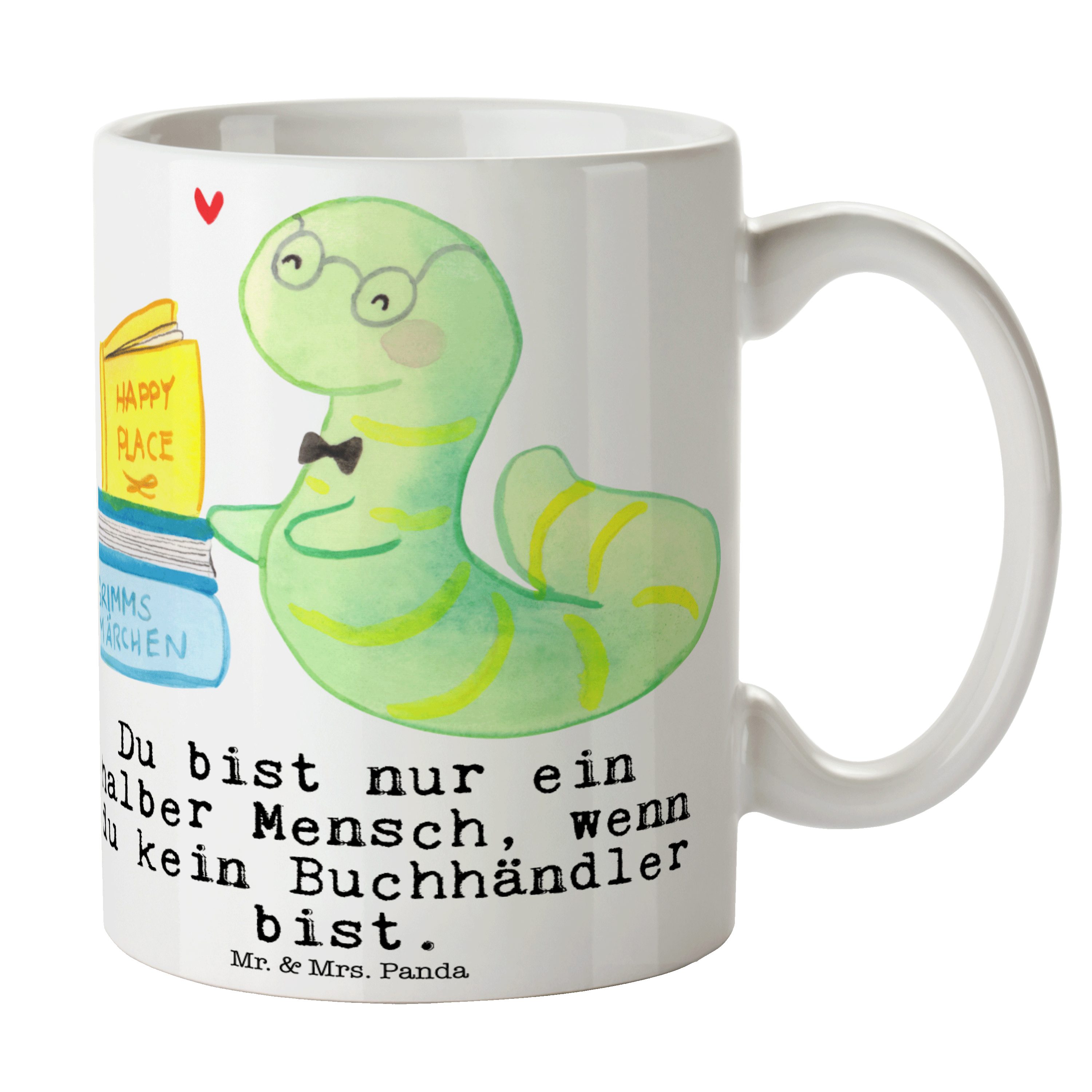 Buchhändler Weiß Herz Tasse mit Geschenk, Keramik Mrs. - & - Bibliothekar, Tasse Panda Mr. Sprüche,