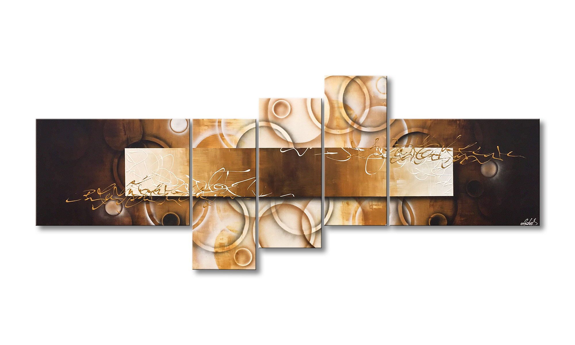 WandbilderXXL XXL-Wandbild Earth Circles 230 x 90 cm, Abstraktes Gemälde, handgemaltes Unikat