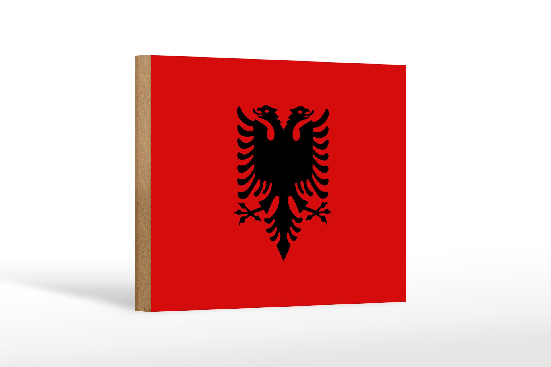 Femer GmbH Holzbild Flagge Albaniens 18x12 cm Flag of Albania, Flaggen (1 St), Glatte Holzfaserplatte (MDF), vorn beschichtet