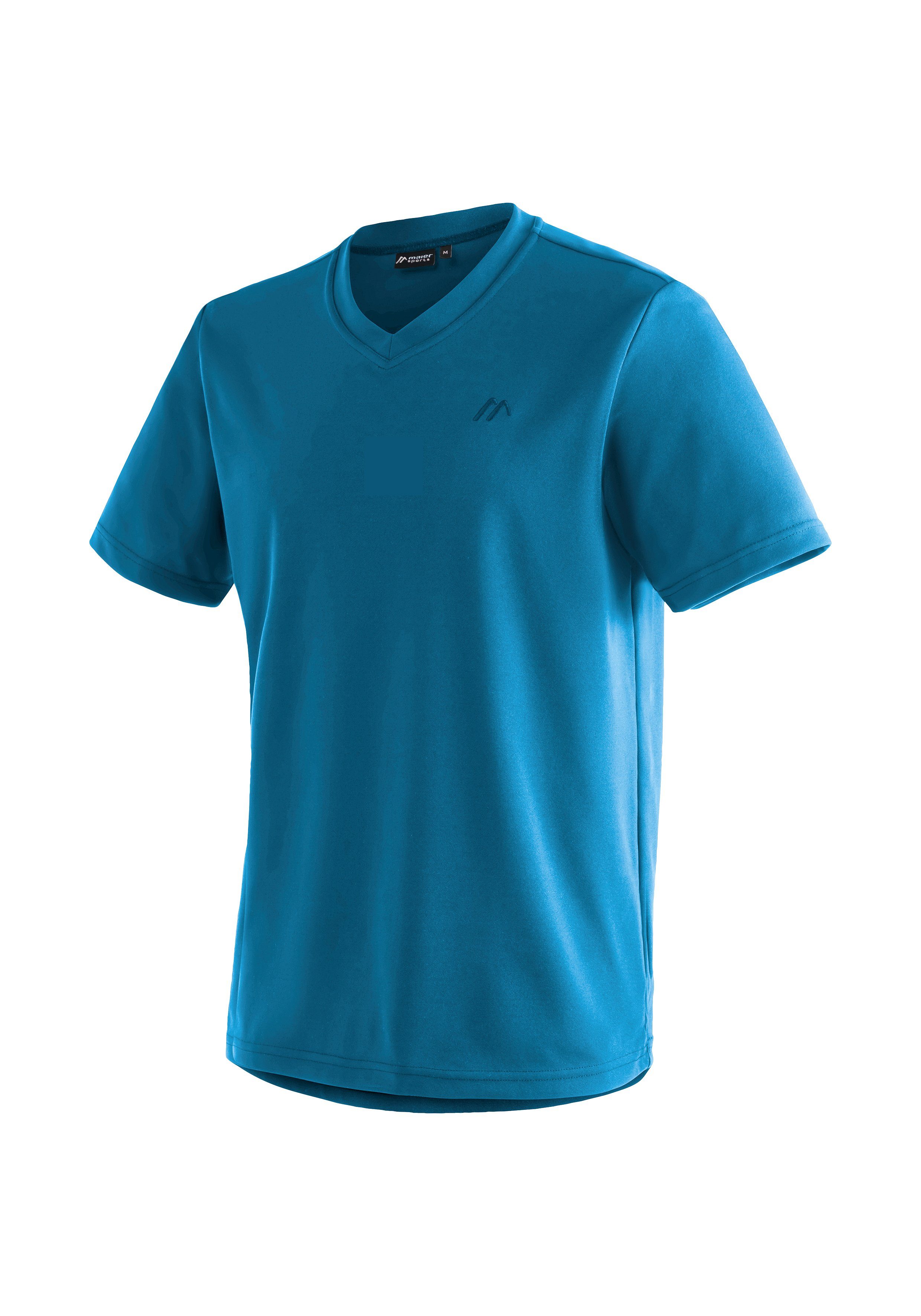 Freizeit T-Shirt, und Freizeit, T-Shirt für Sports für mit Sport Herren und Funktionsshirt Funktionales Maier V-Ausschnitt Wandern Wali Kurzarmshirt
