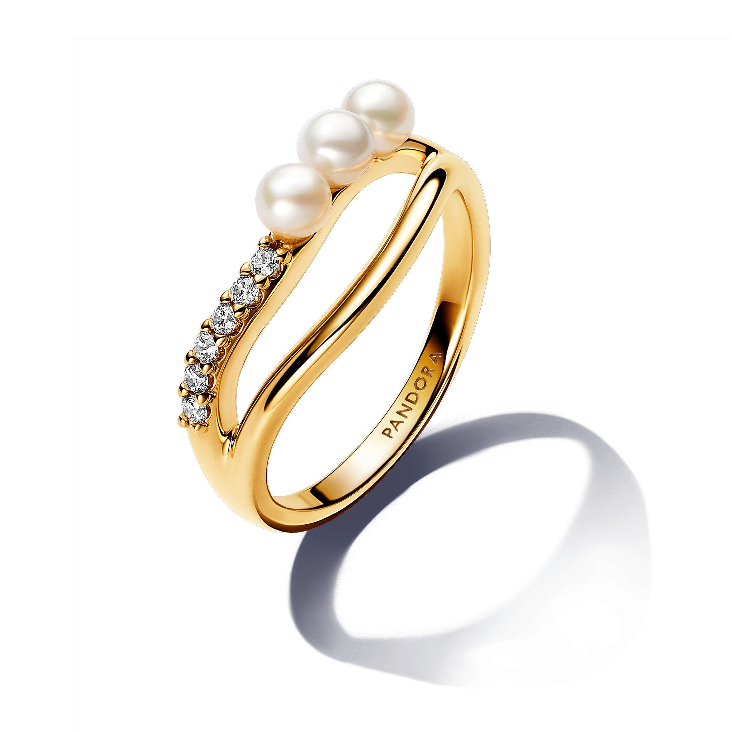 Pandora Silberring Pandora ESSENCE Süßwssserzuchtperle-Ring 163258C01 vergoldet