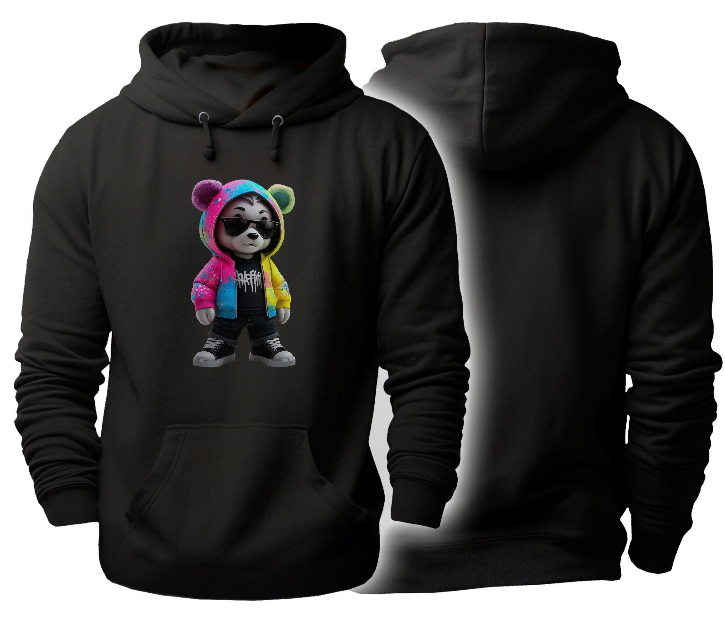 MyDesign24 Hoodie Urbaner Streetart Kapuzen Пуловеры - HipHop Bär Kapuzensweater - moderner Hoodie i632