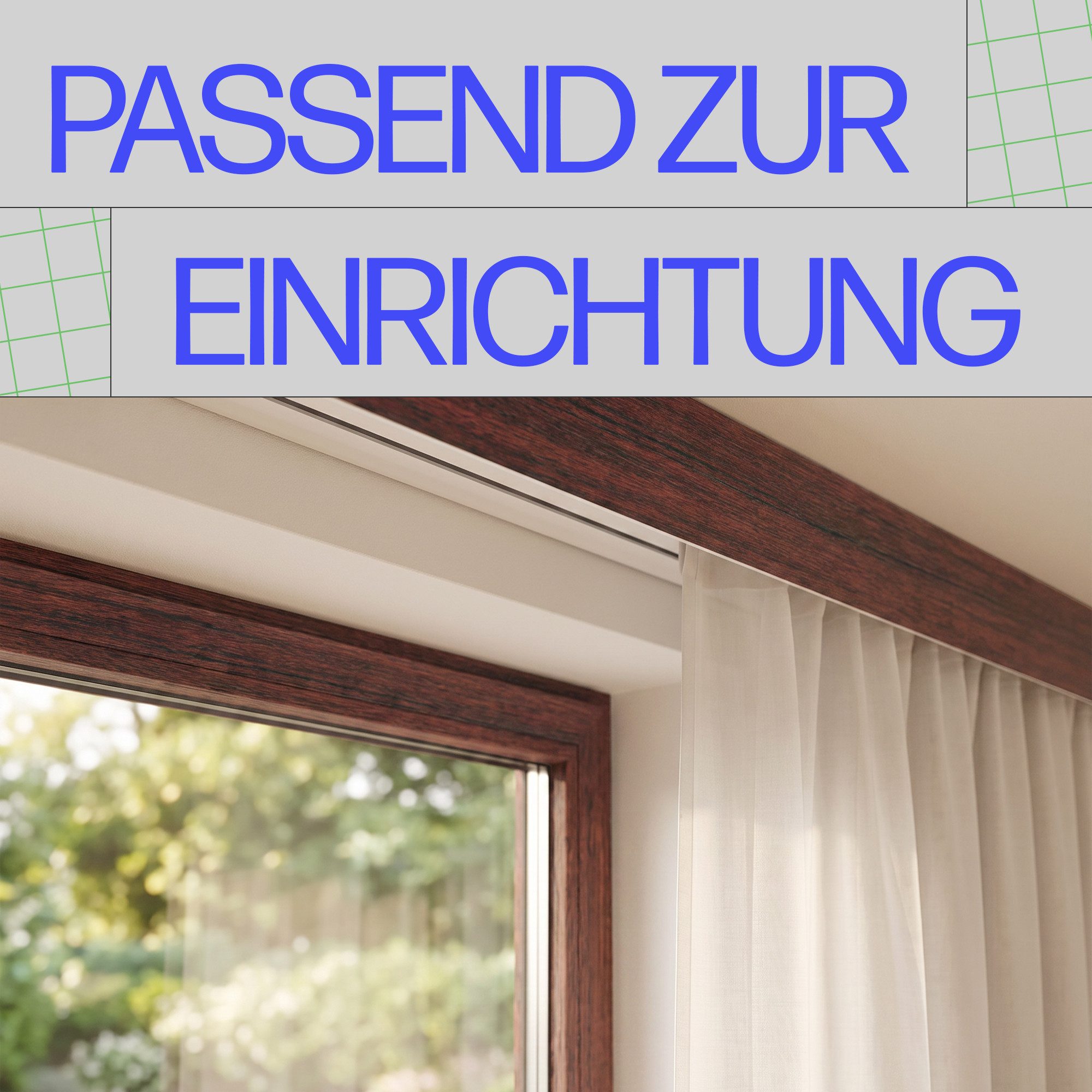 Bestlivings Gardinenschiene Blende für eine saubere Fensteroptik, geklemmt, Kunststoff, viele Farben & Holzoptiken, 5cm hoch, robust und flexibel, kürzbar