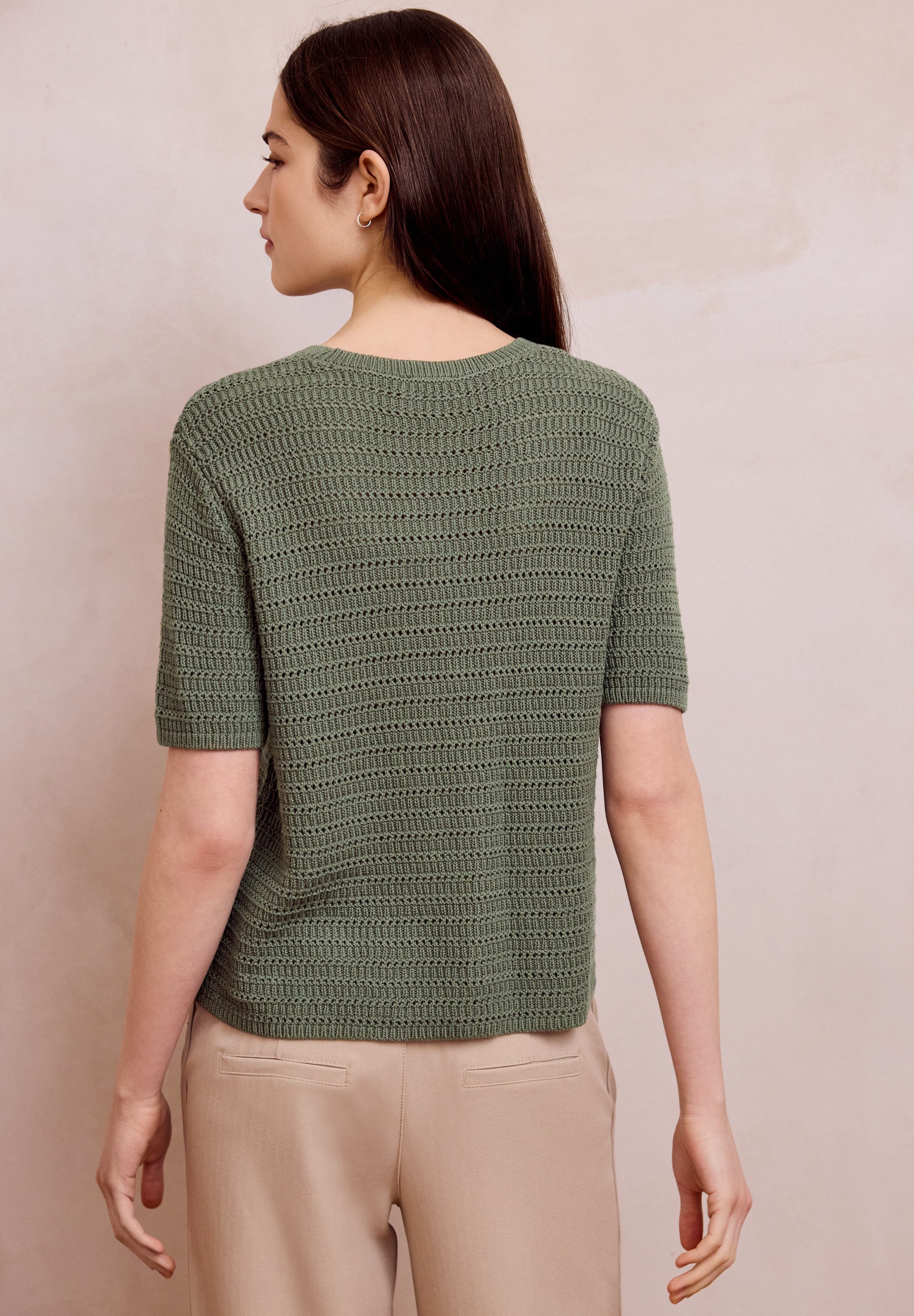 STREET ONE STUDIO Kurzarmpullover aus reiner Baumwolle