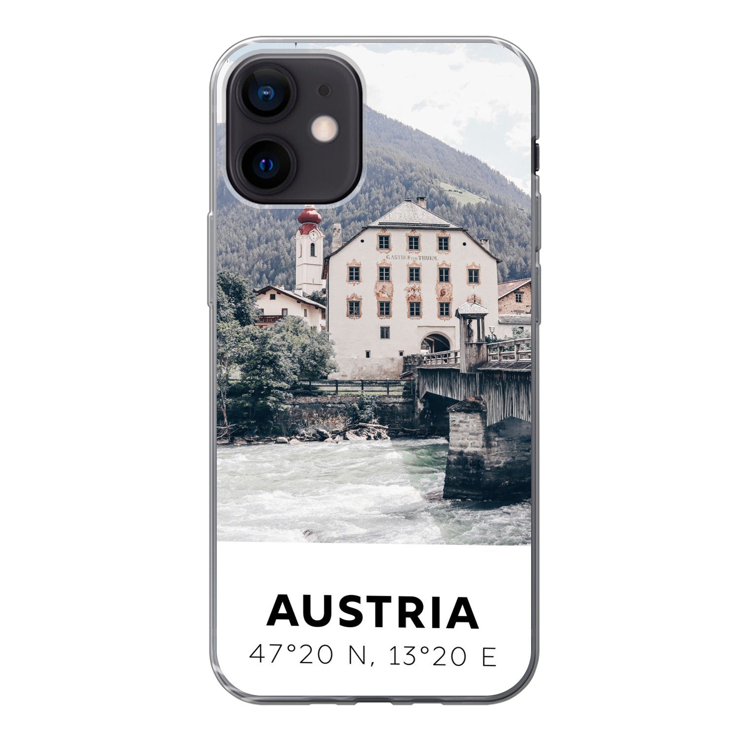 MuchoWow Handyhülle Österreich - Wasser - Alpen, Handyhülle Apple iPhone  12, Smartphone-Bumper, Print, Handy