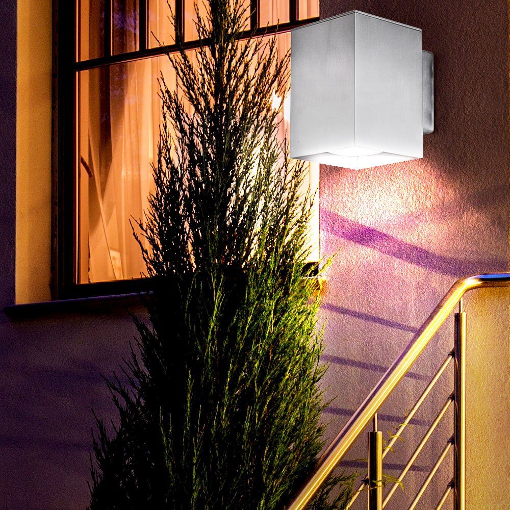 Alu Down Lampen inklusive, Leuchtmittel Warmweiß, LED Haus Strahler Leuchten Wand etc-shop Fassaden Außen Außen-Wandleuchte, Set 2er