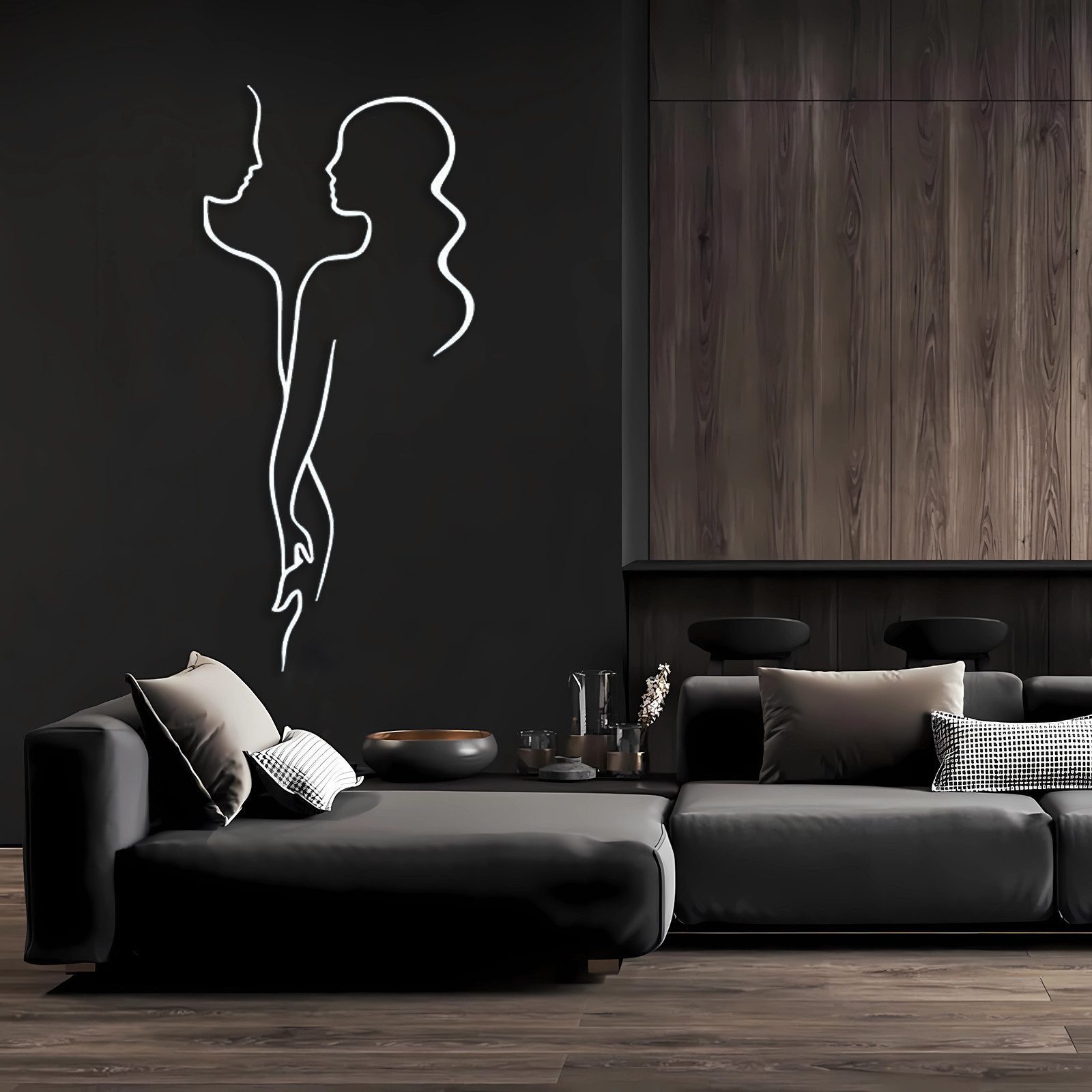 Jumpeak Wanddekoobjekt Paar Hält Hände Wanddekoration, Liebe Silhouette,Abstrakte,Strichkunst, Metall,4 Farben, 4 Größen, Eleganz, Romantik, Schlafzimmerdekorat – Bild 5 von 5