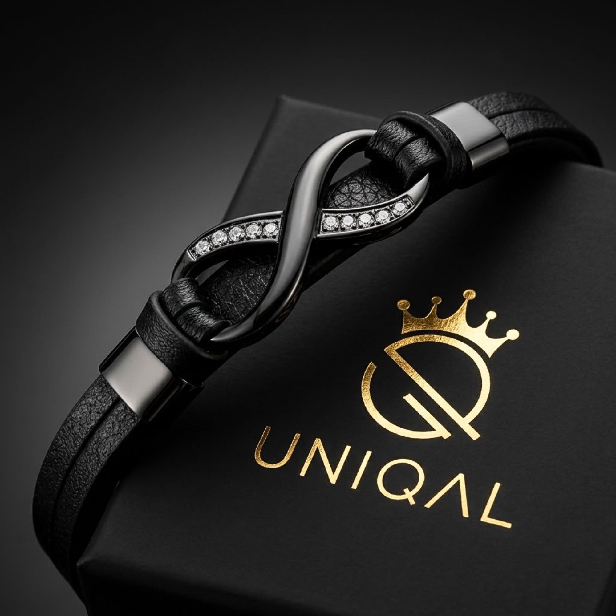 UNIQAL.de Lederarmband Unendlichkeit Leder Armband "INFINITY" Herren (Edelstahl, Echtleder, Casual Style, Handgefertigt), Designed in Germany – Bild 2 von 5