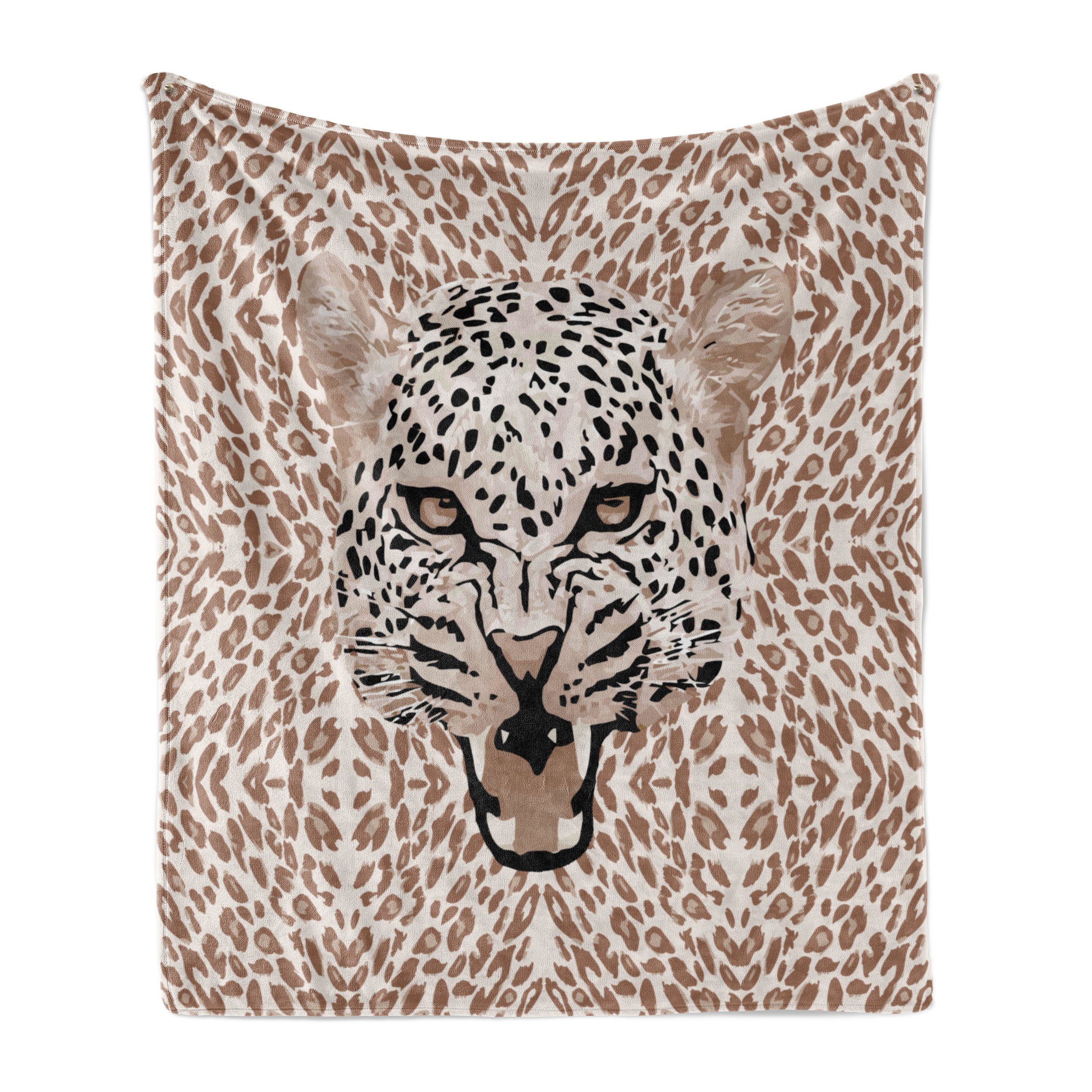 Wohndecke Gemütlicher Plüsch für den Innen- und Außenbereich, Abakuhaus, afrikanisch Roaring Wilder Leopard