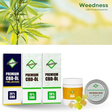 Weedness Mundwasser, Vollspektrum 10 ml CBD Öl 15% - 20 % Hanföl Cannabis Hanfsamenöl Oil