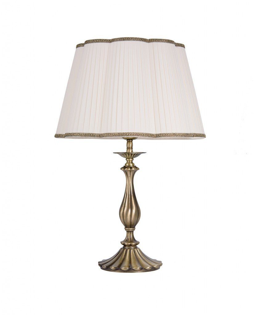 Licht-Erlebnisse Nachttischlampe PETALO, ohne Leuchtmittel, Tischlampe Messing massiv in Bronze E27 Schlafzimmer Wohnzimmer
