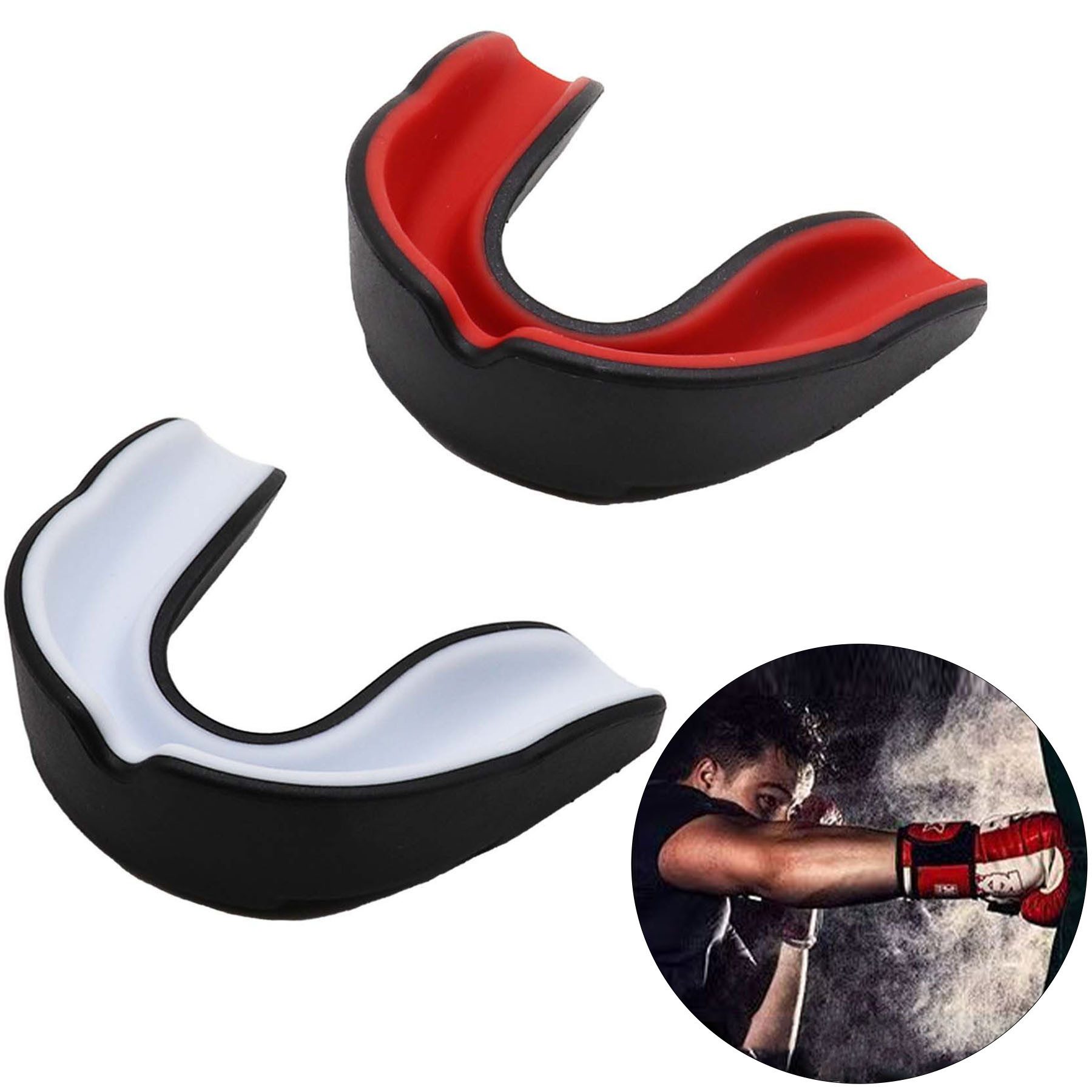 Mutig Zahnschutz Sport Zahnschutz,2 Stücke Mundschutz Boxen,Erwachsene, SchwarzWeiß (Sport Zahnschutz ideale Atmung&leicht Anpassbar,Unisex Erwachsene, Mundschutz für MMA,Kampfsport,Boxen, Taekwondo,Hockey,Hockey und Mehr), Sport Zahnschutz,Mundschutz Boxen,Erwachsene Schwarz-Rot&Schwarz-Weiß