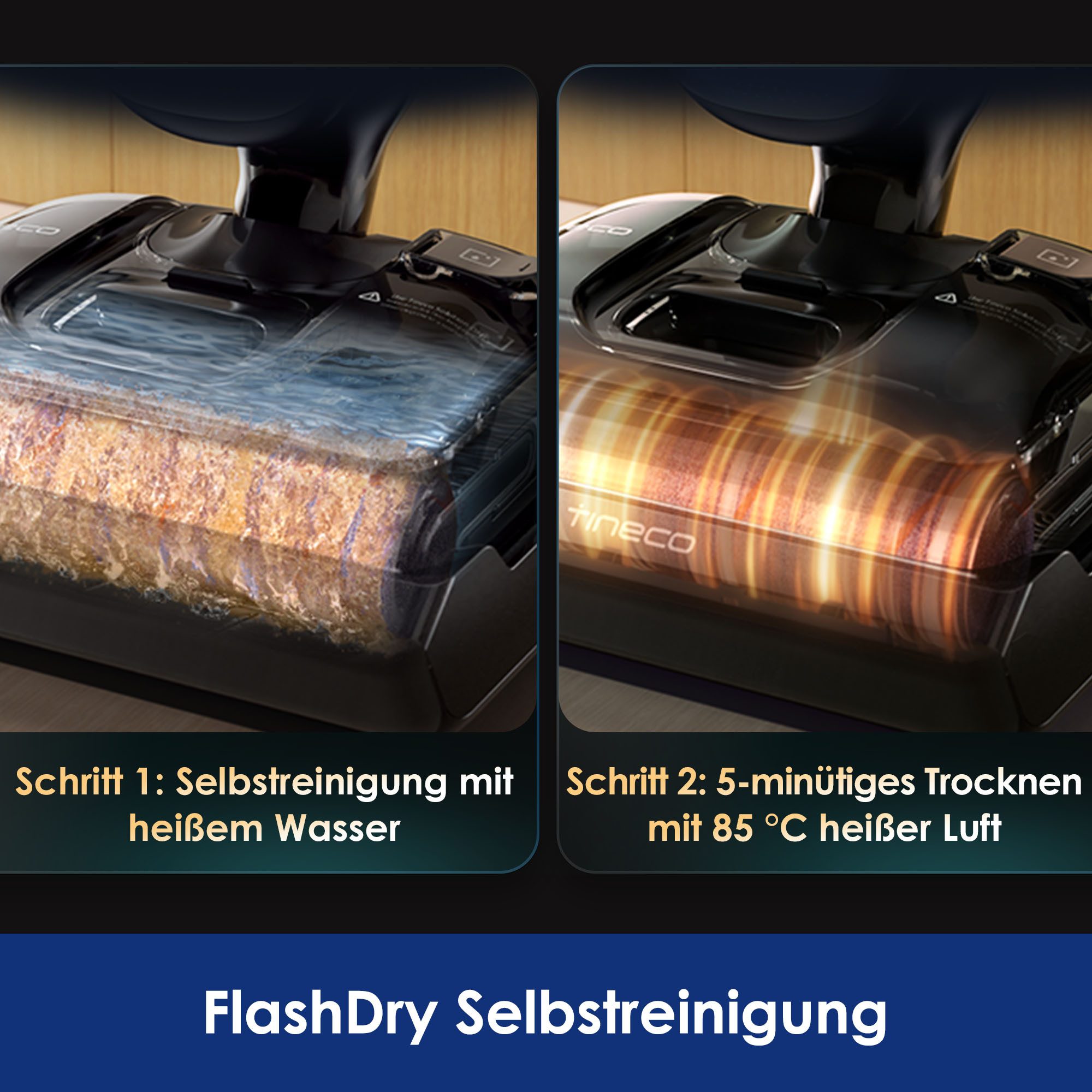 Tineco Nass-Trocken-Sauger FLOOR ONE S7 Artist Premium, 22kpa Saugleistung, 50 Min Akku, 190 W, beutellos, 85° Grad Heißluft-Trocknung, Tierhaarfilter, Anti-Allergiker