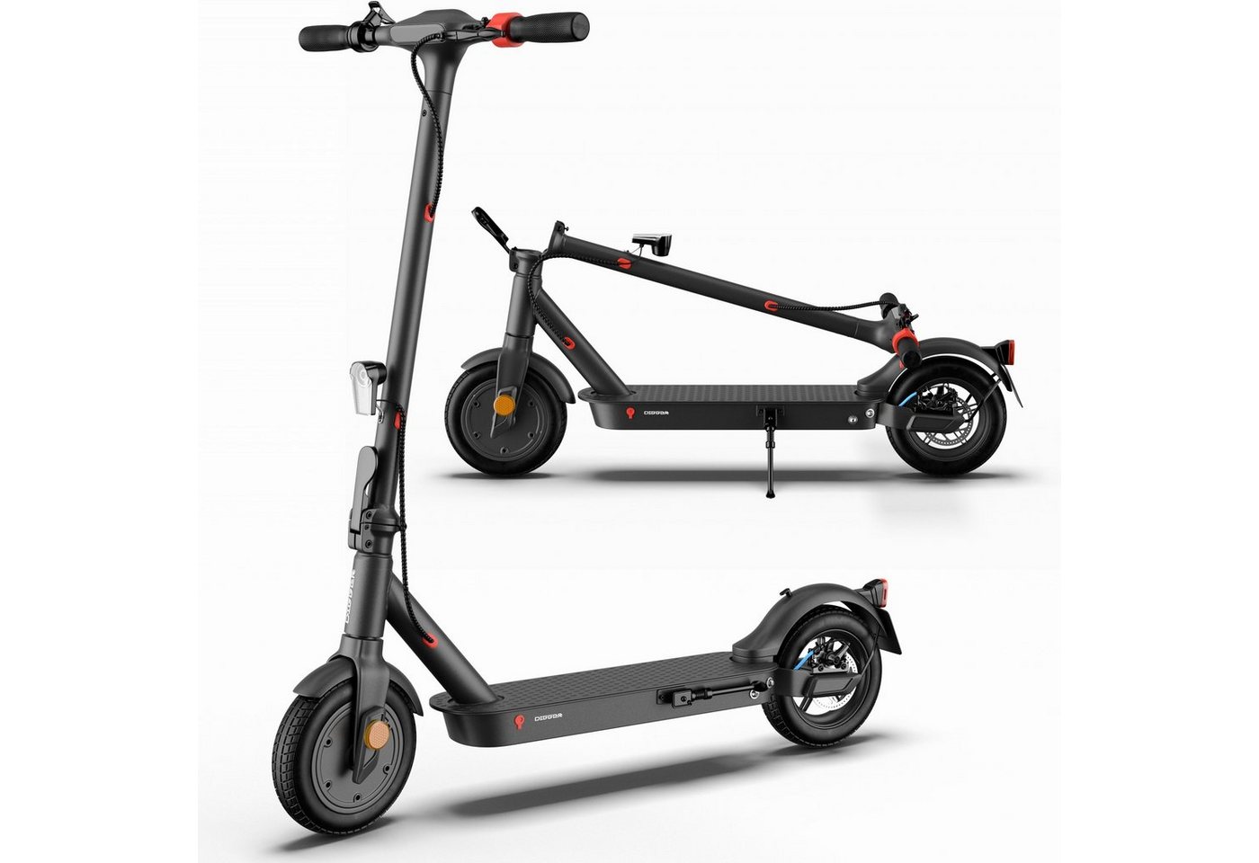 DIGGER E-Scooter ES3 Digger Jubelt faltbarer E-Scooter 360Wh Akku und Straßenzulassung, (E‑Scooter + Ladegerät + Zubehör), 3 Stufen, Stoßdämpfern, LED‑Display und 10" Luftreifen