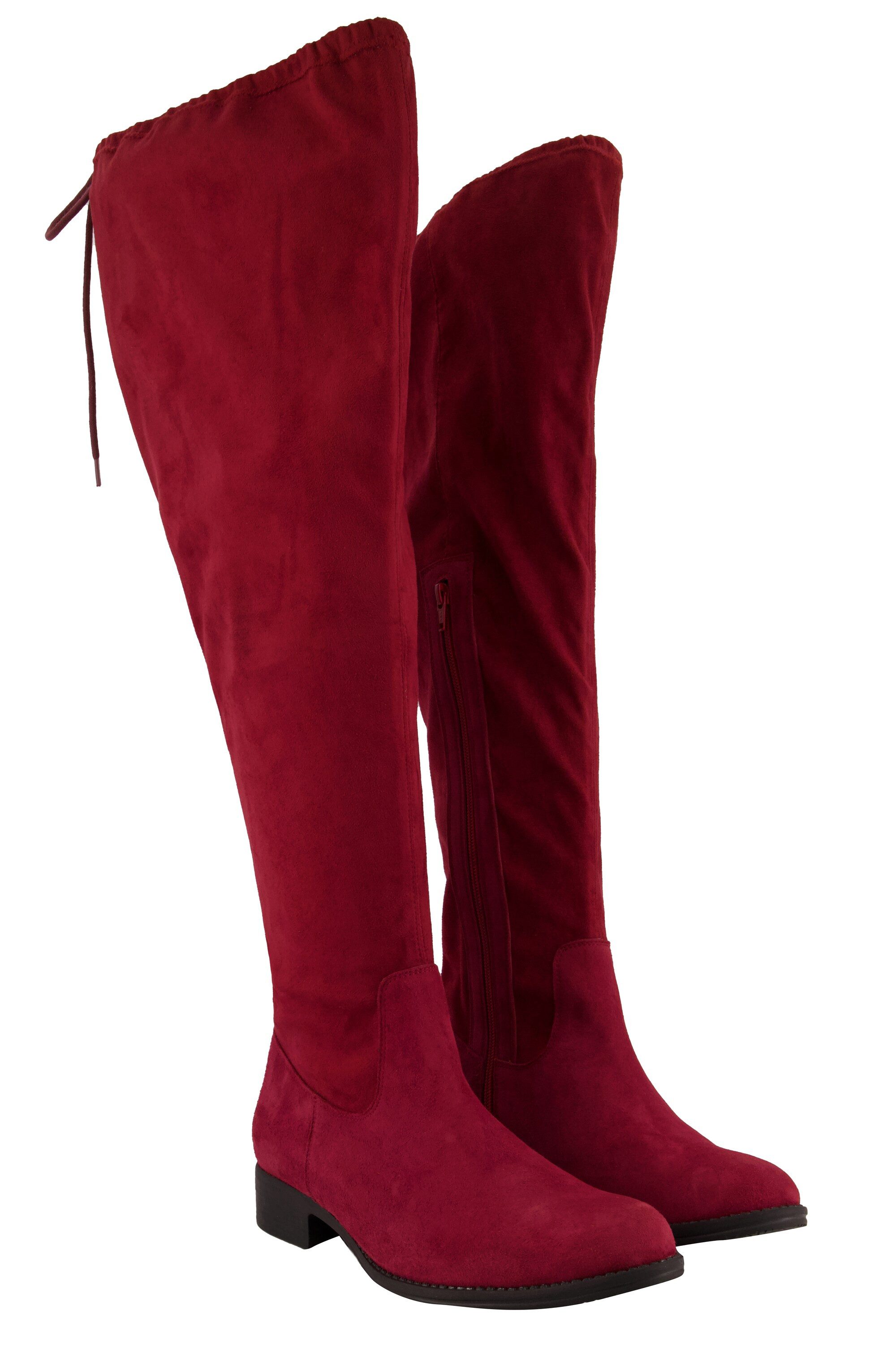 Ulla Popken Overknee-Stiefel Bindeband Reißverschluss Weite H Stiefel günstig online kaufen