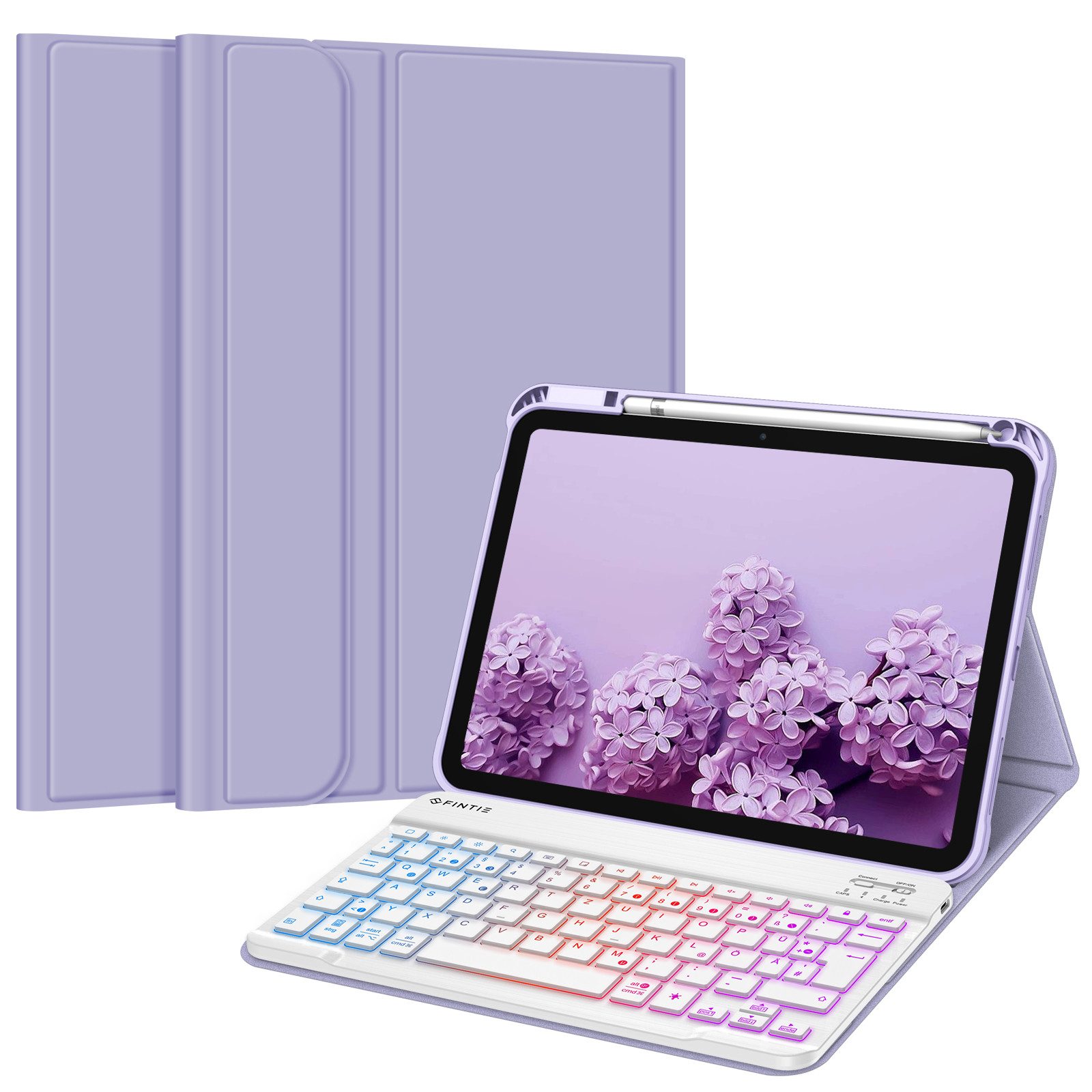 Fintie Tablet-Hülle mit Tastatur für iPad 11 Generation 2025 11'', iPad 10 Gen 2022 10.9'' 11 Zoll/10.9 Zoll, 7-farbige Hintergrundbeleuchtung, Magnetische Bluetooth-Keyboard