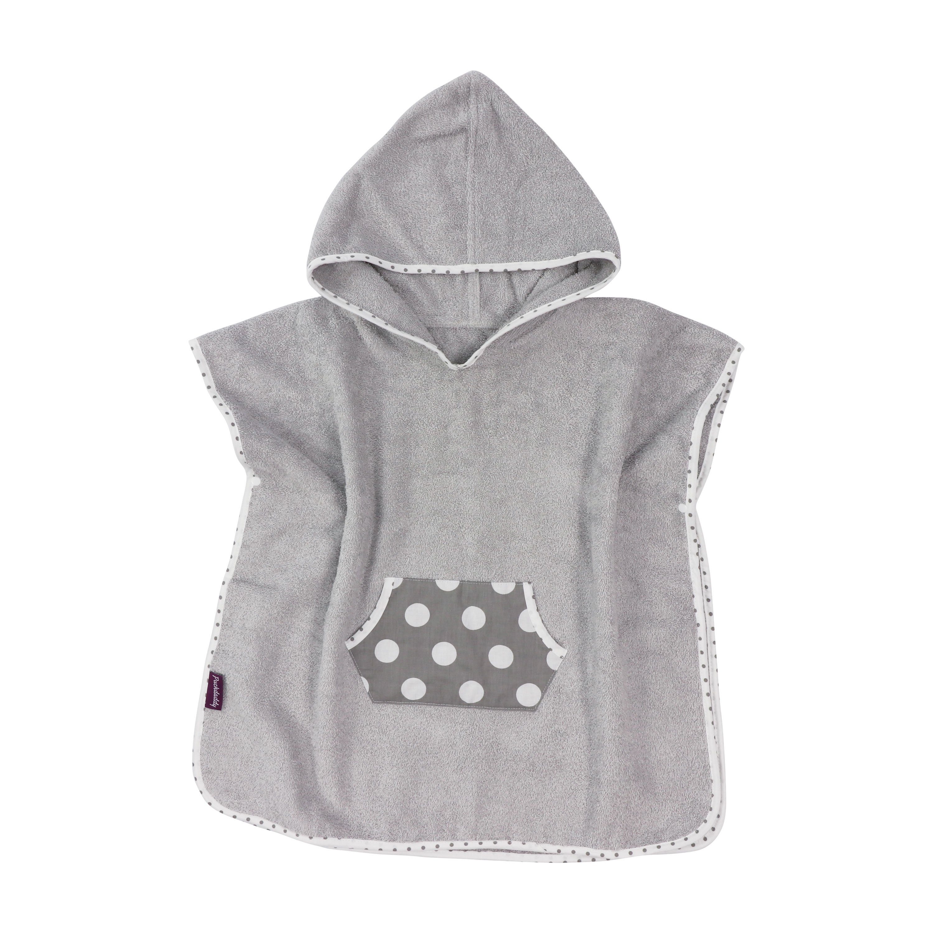 Puckdaddy GmbH Babybademantel Smilla 57x84cm mit Kapuze mit Punkte-Muster in Grau