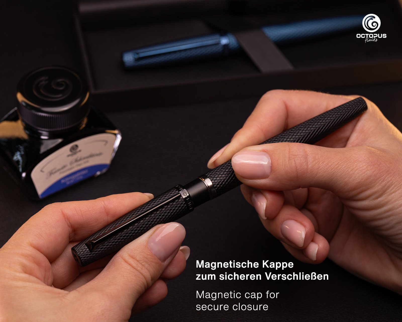 DIPLOMAT Füllfederhalter Füllhalter Diplomat Viper schwarz guillochiert F/M, (0-tlg), inklusive Konverter