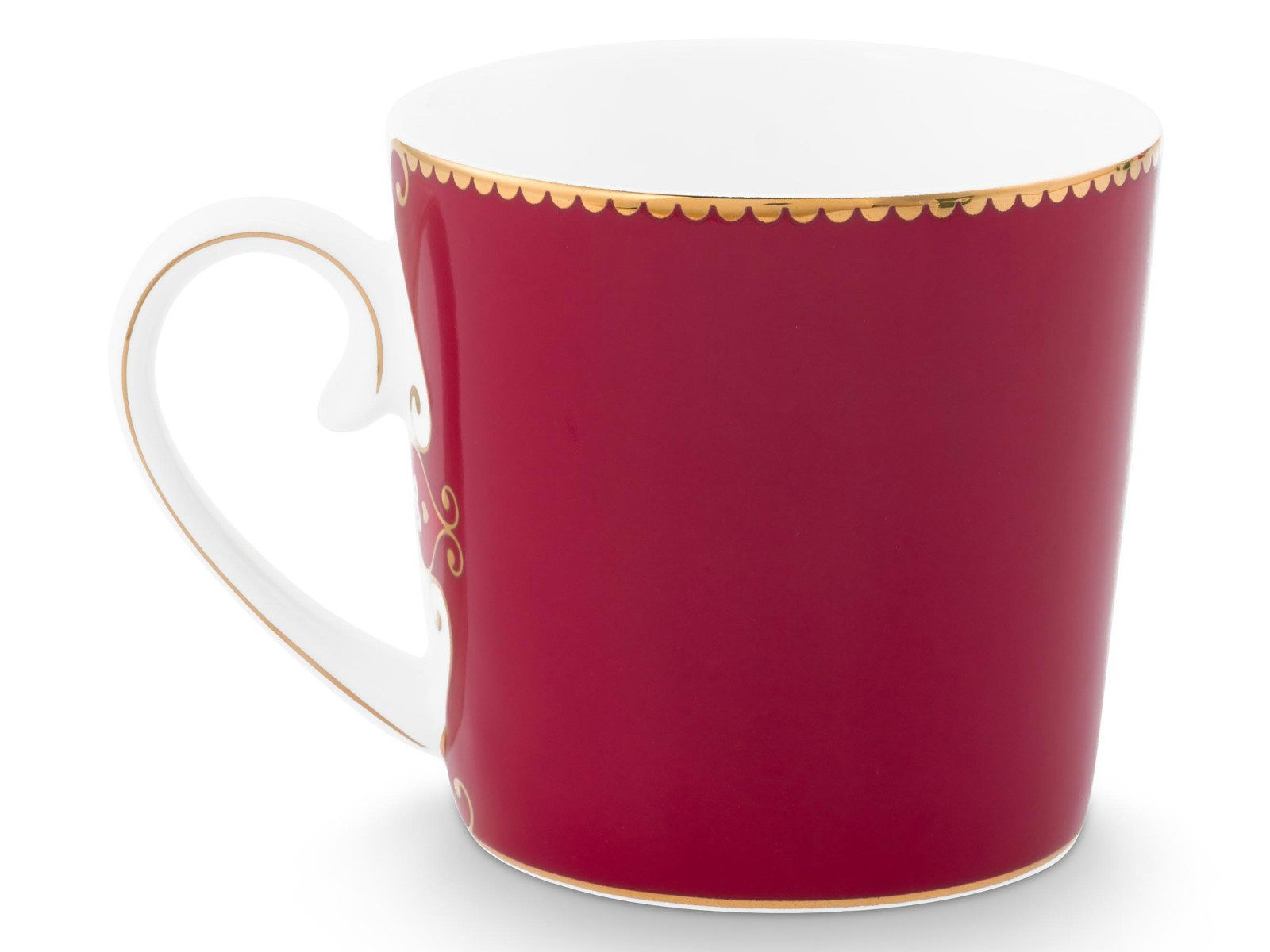PiP Studio Tasse Love Birds Medaillon Hirsch Tasse dunkelrot 0,19l, Porzellan