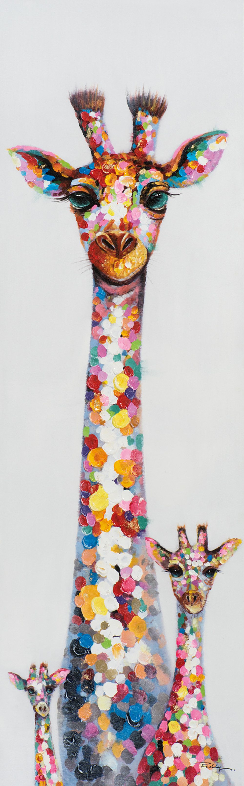 ArtUniverse Gemälde Giraffen Familie 50x160 cm, Giraffen Familie, 50x160 cm inkl. Metallrahmen