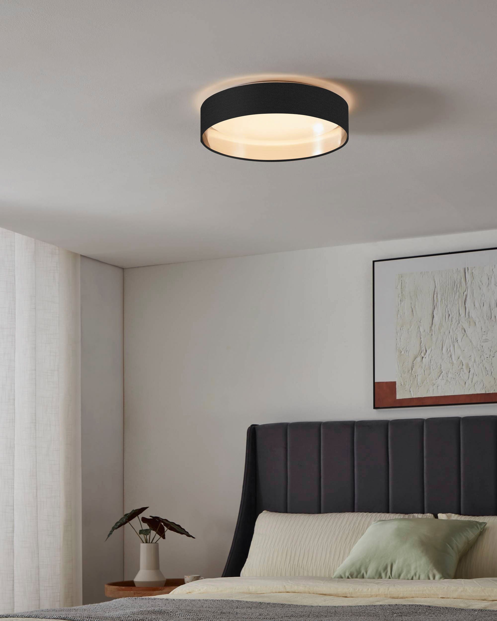 OTTO home LED Deckenleuchte Merryn, CCT - über Fernbedienung, LED fest integriert, Neutralweiß, Warmweiß, Deckenlampe Ø38 x H9 cm mit Textil-/Stoffschirm, CCT,  – Bild 5 von 5