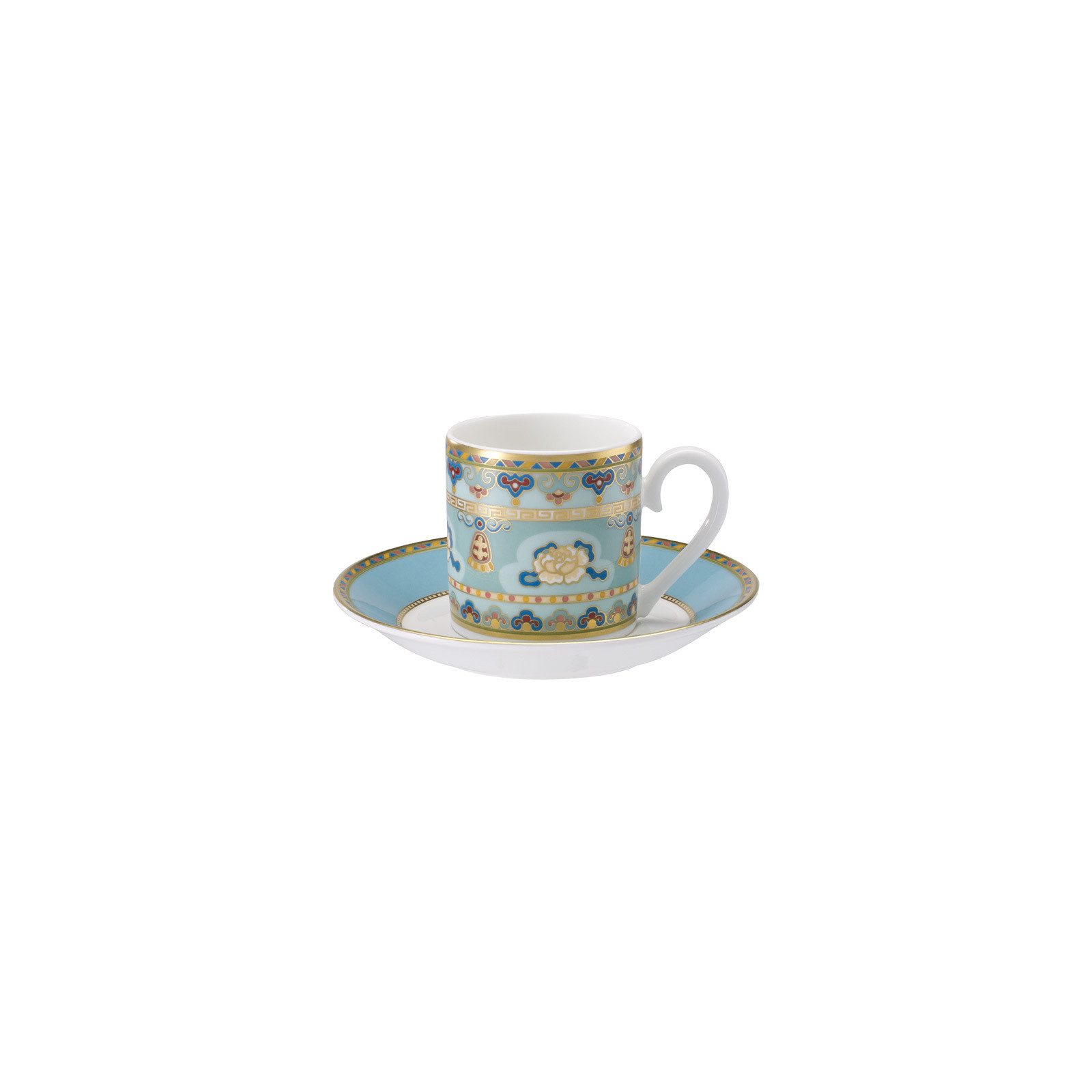 Villeroy & Boch Tasse Samarkand Aquamarin Espressotasse mit Untertasse, 1-tlg., Porzellan