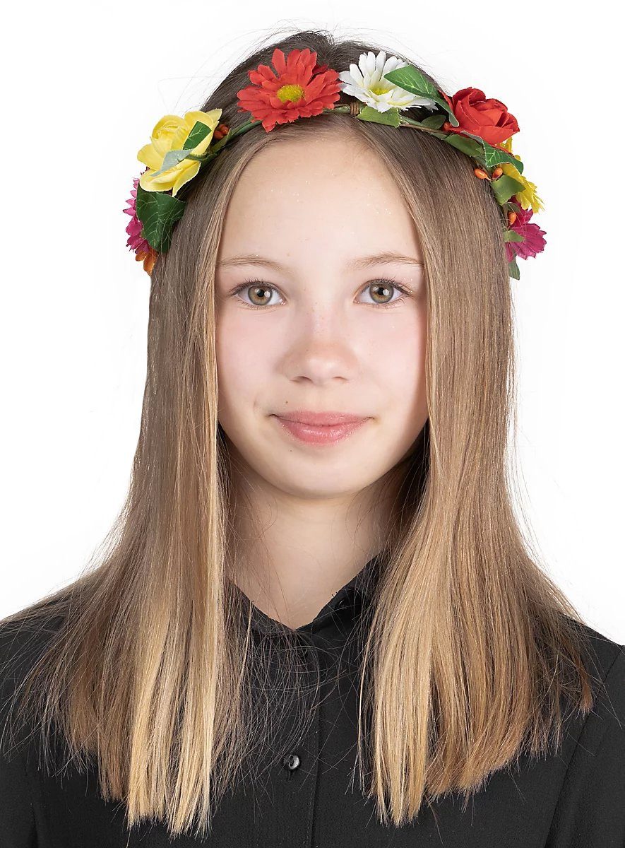 Widdmann Hippie-Kostüm Hippie Haarreif für Kinder, Farbenfrohes Haarband für Hippie- und Schlager Kostüm