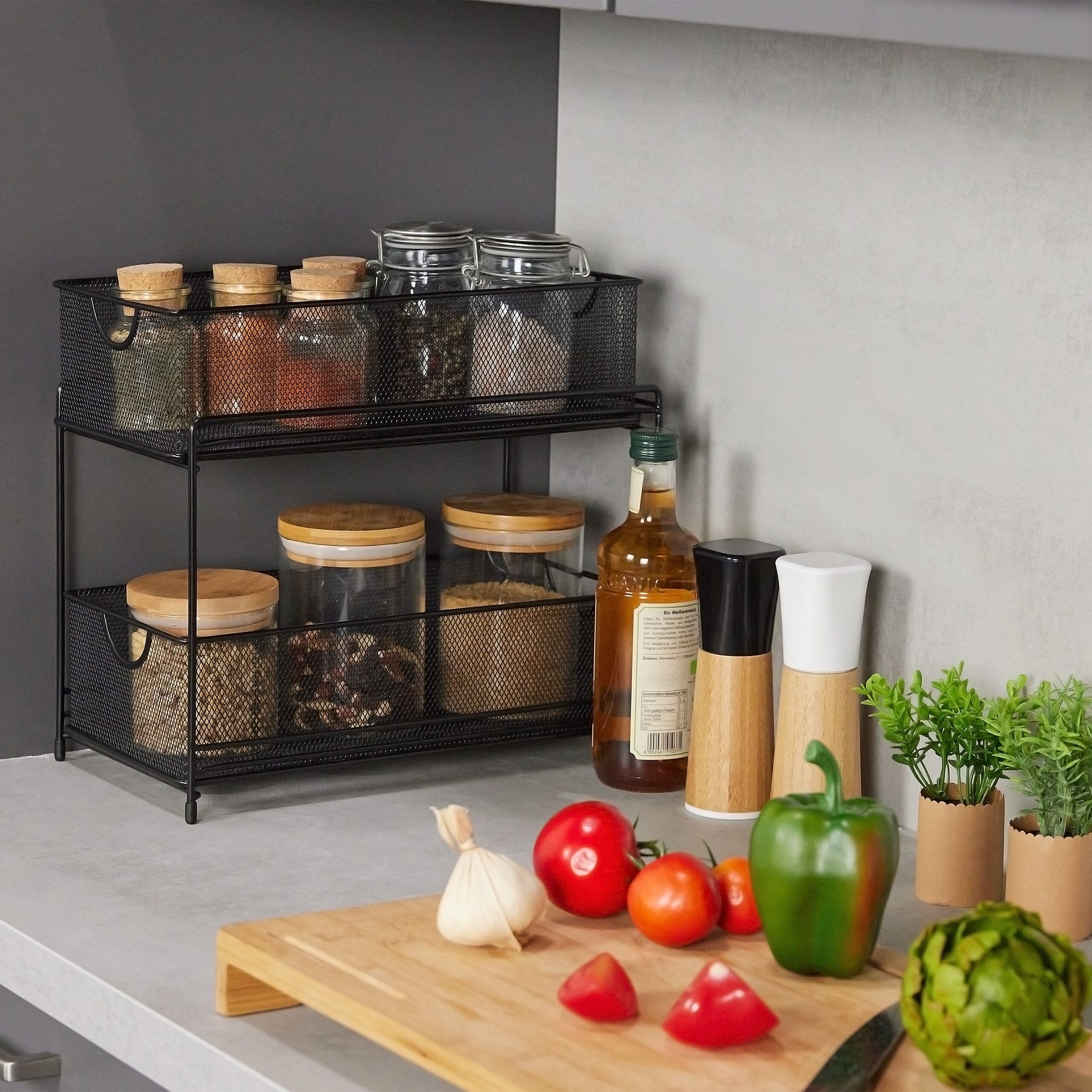 relaxdays Mehrzweckregal Küchen Organizer mit 2 günstig online kaufen
