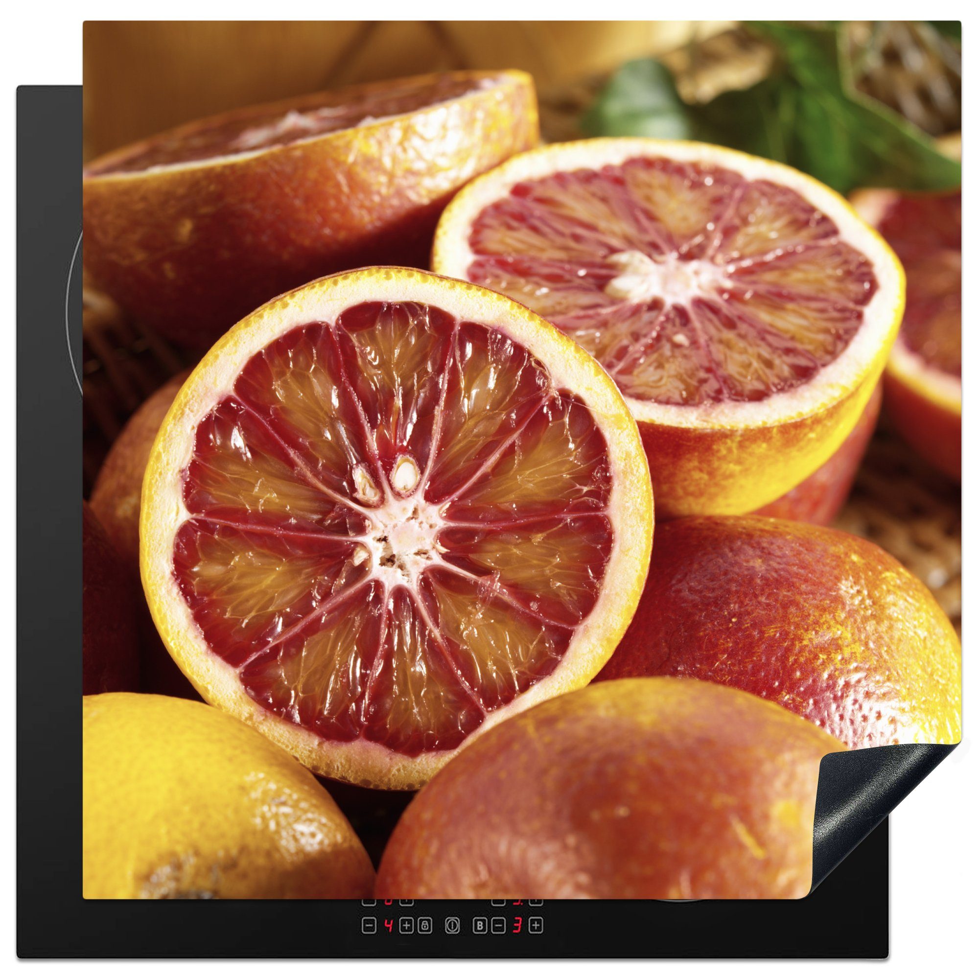 - Arbeitsplatte Obst Vinyl, 78x78 Orange, MuchoWow küche Ceranfeldabdeckung, für tlg), Zitrusfrüchte - Herdblende-/Abdeckplatte (1 cm,