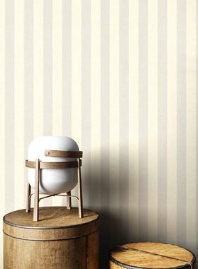 Newroom Vliestapete, Silber Tapete Modern Streifen - Streifentapete Streifen Creme Landhaus Linien für Wohnzimmer Schlafzimmer Küche