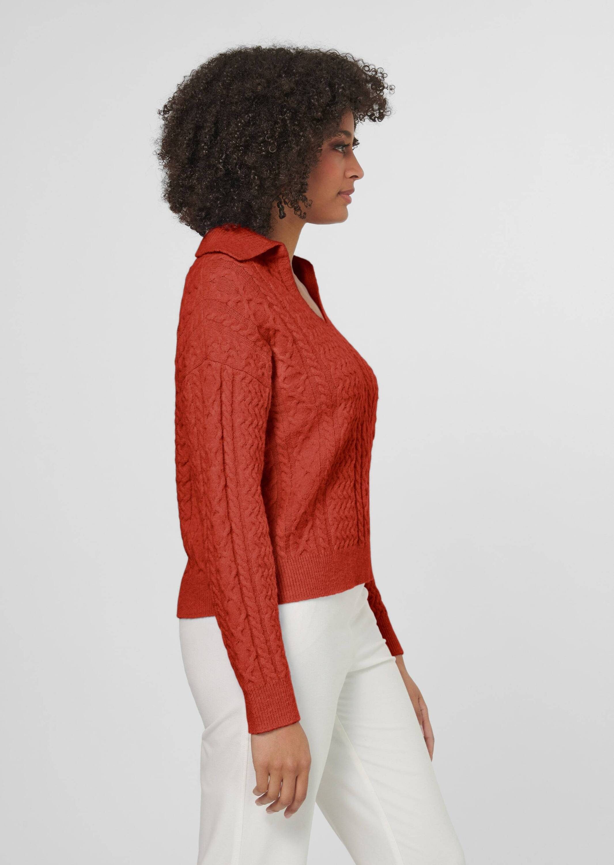 MADELEINE Strickpullover Zopfpullover mit V-Ausschnitt