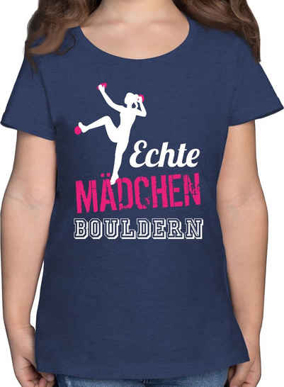 Shirtracer T-Shirt Echte Mädchen bouldern fuchsia/weiß - Kinder Sport Kleidung - Mädchen Kinder T-Shirt kinder sport t shirt - tshirt bouldern