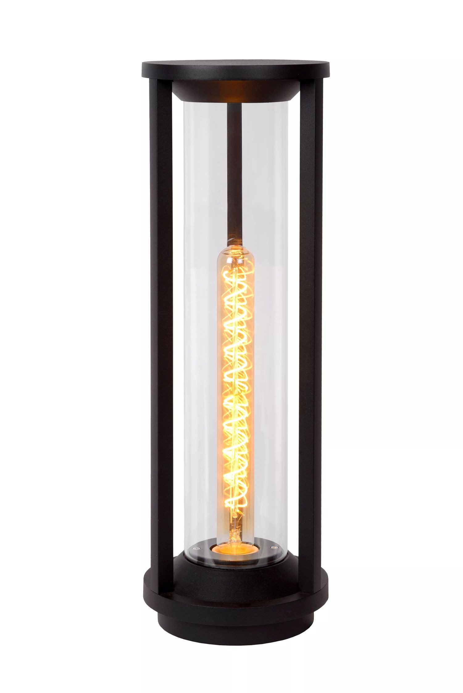 Licht-Erlebnisse Sockelleuchte EZRA, ohne Leuchtmittel, Aluminium E27 IP65 50 cm Schwarz rund