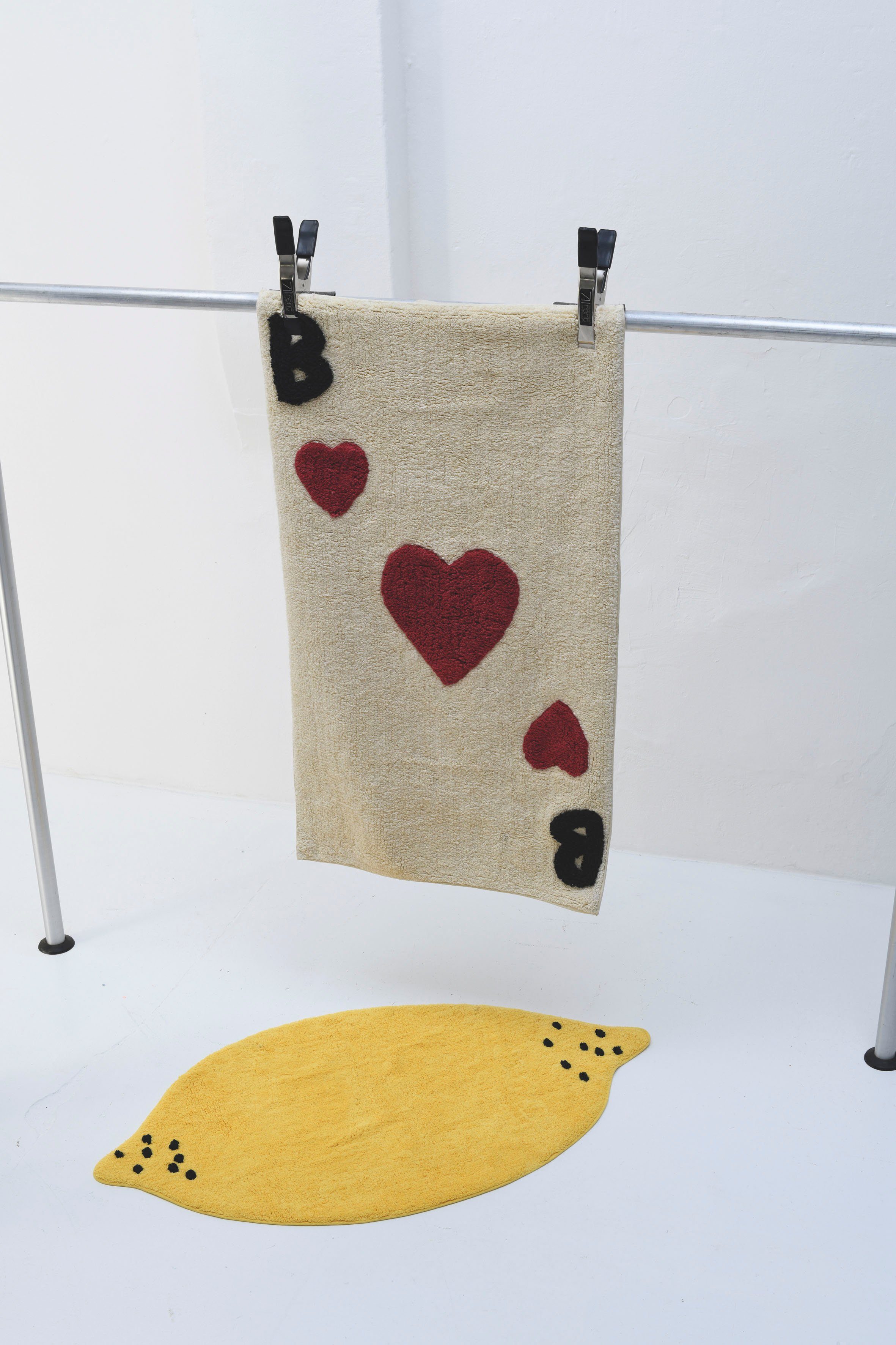 TOM TAILOR HOME Badematte Bings Heart of Bings, Höhe 10 mm, fußbodenheizungsgeeignet, Baumwolle, rechteckig, Badteppich, reine Baumwolle, Uni-Farben, Motiv Herzen & Buchstaben