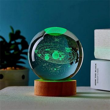 autolock LED Nachtlicht 3D-Sonnensystem Laser schnitzen Kristall kugel Farbe Nachtlicht