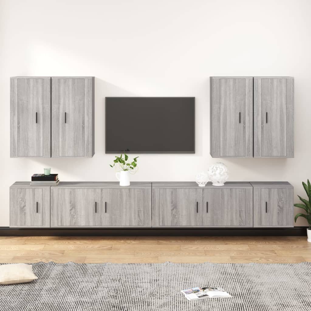 Grau TV-Schrank-Set Sonoma Holzwerkstoff TV-Schrank furnicato 8-tlg.