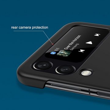Wigento Handyhülle Samsung Galaxy Z Flip4 5G Kunststoff Design Hart Hülle Handy Tasche Hülle Etuis Schwarz
