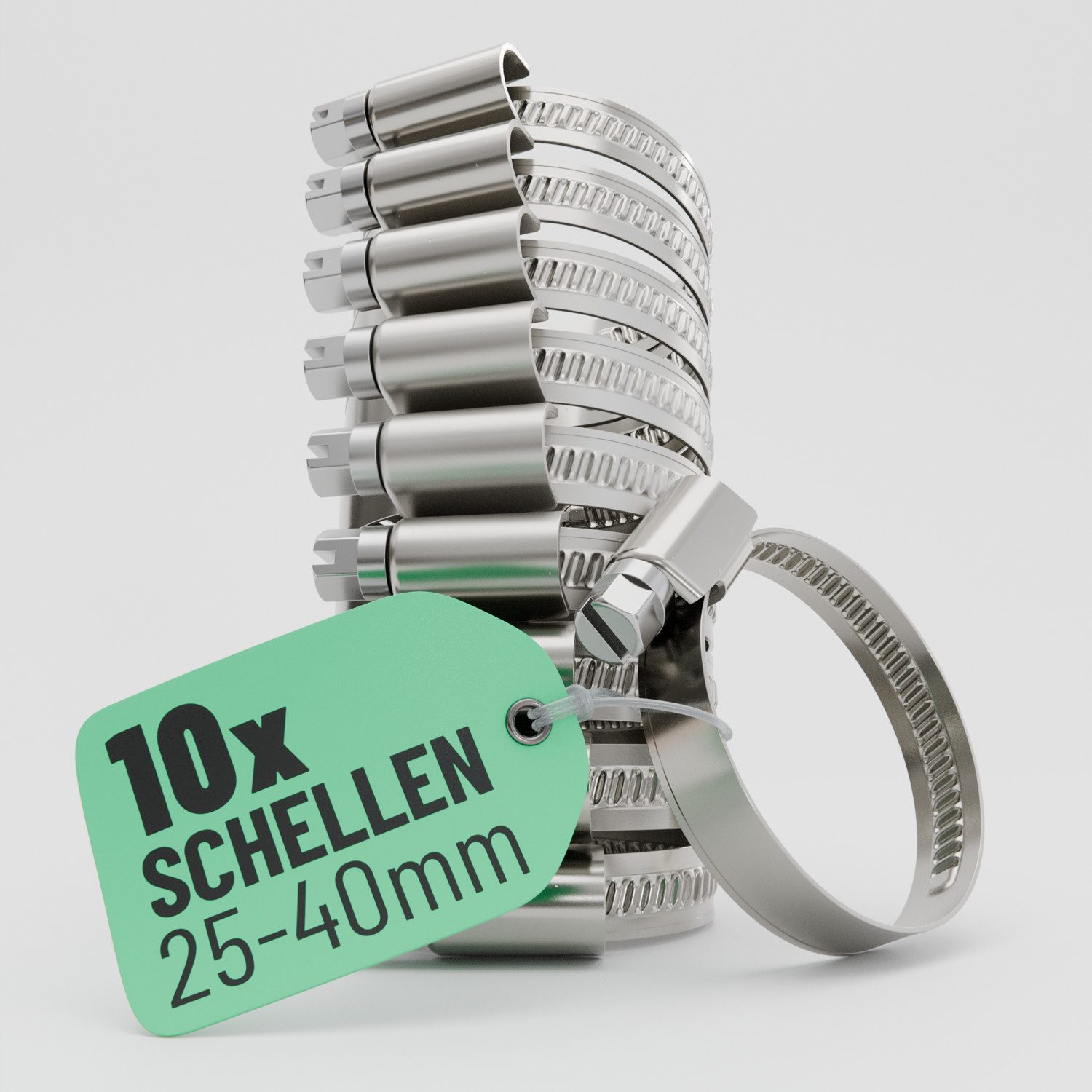 greate. Schlauchschelle 10x Хомуты Edelstahl 25-40 mm - Einstellbare Schlauchschelle, (10-St)