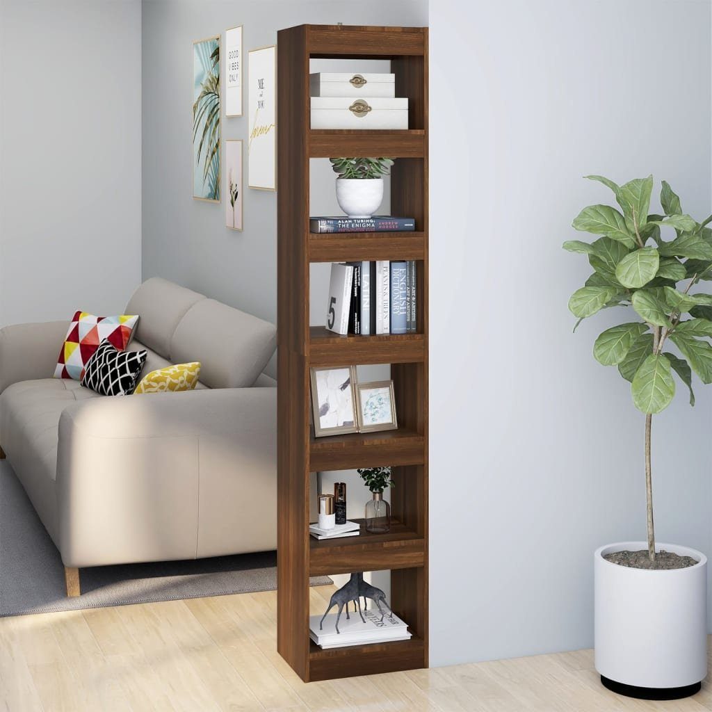 vidaXL Bücherregal Bücherregal/Raumteiler Braun Eichen-Optik 40x30x198 cm, 1-tlg. Braune Eiche