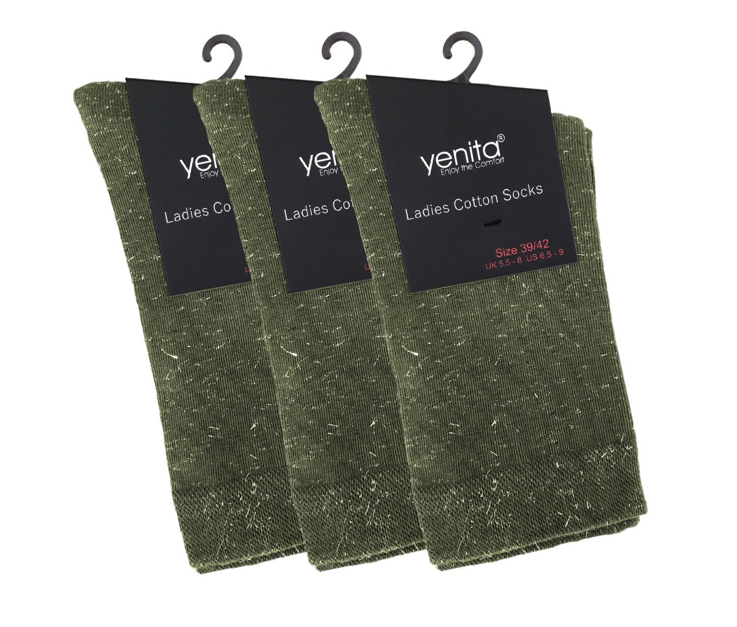 Yenita® Socken (3-Paar) Lurex-Garn mit Grün