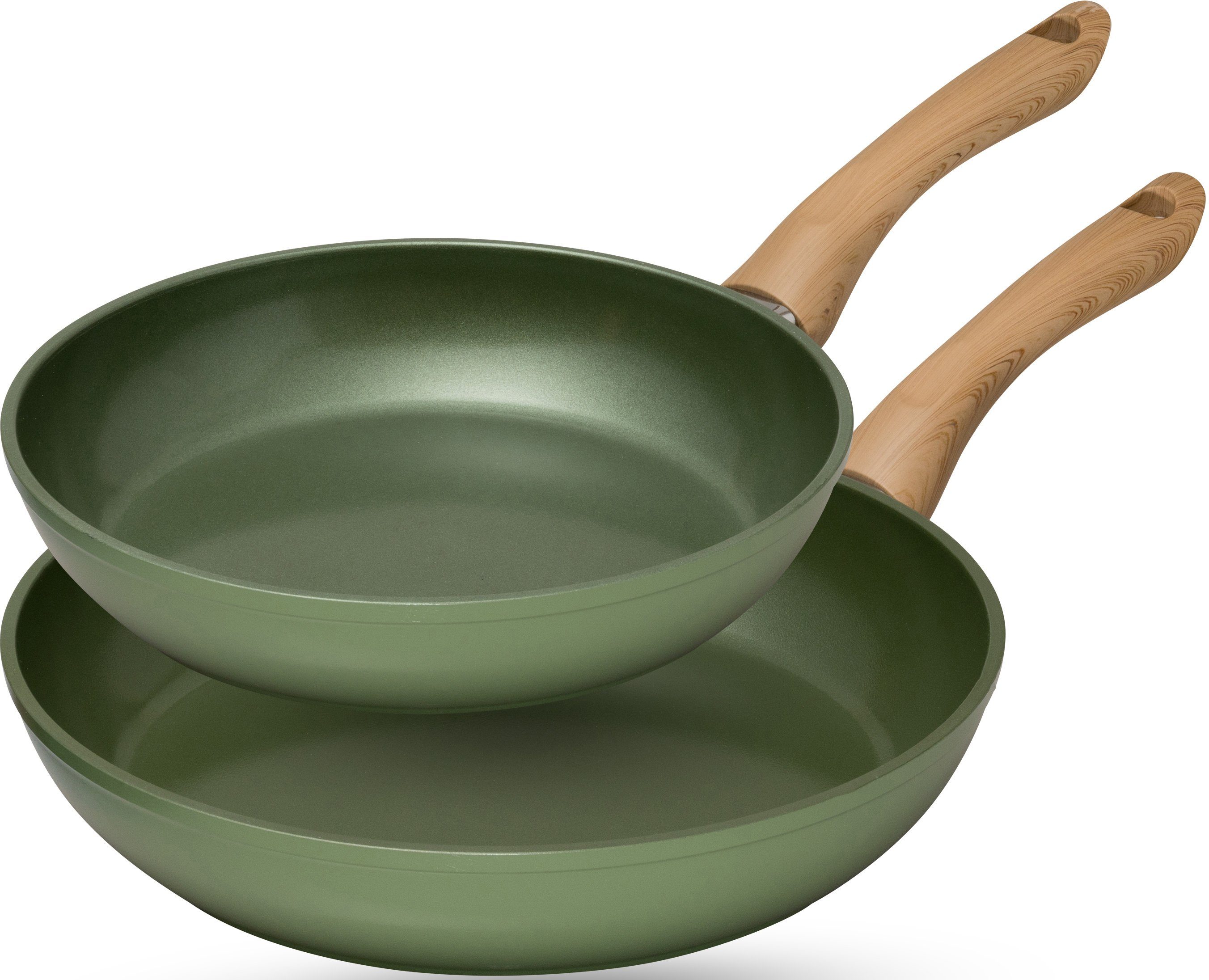 JUST VEGAN Pfannen-Set CeraVegan, Aluminium (Set, 2-tlg), pflanzliche  Keramikbeschichtung, Induktion, 24/28 cm, 60% weniger CO2-Ausstoß im  Vergleich zu herkömlichen Antihaft-Beschichtungen