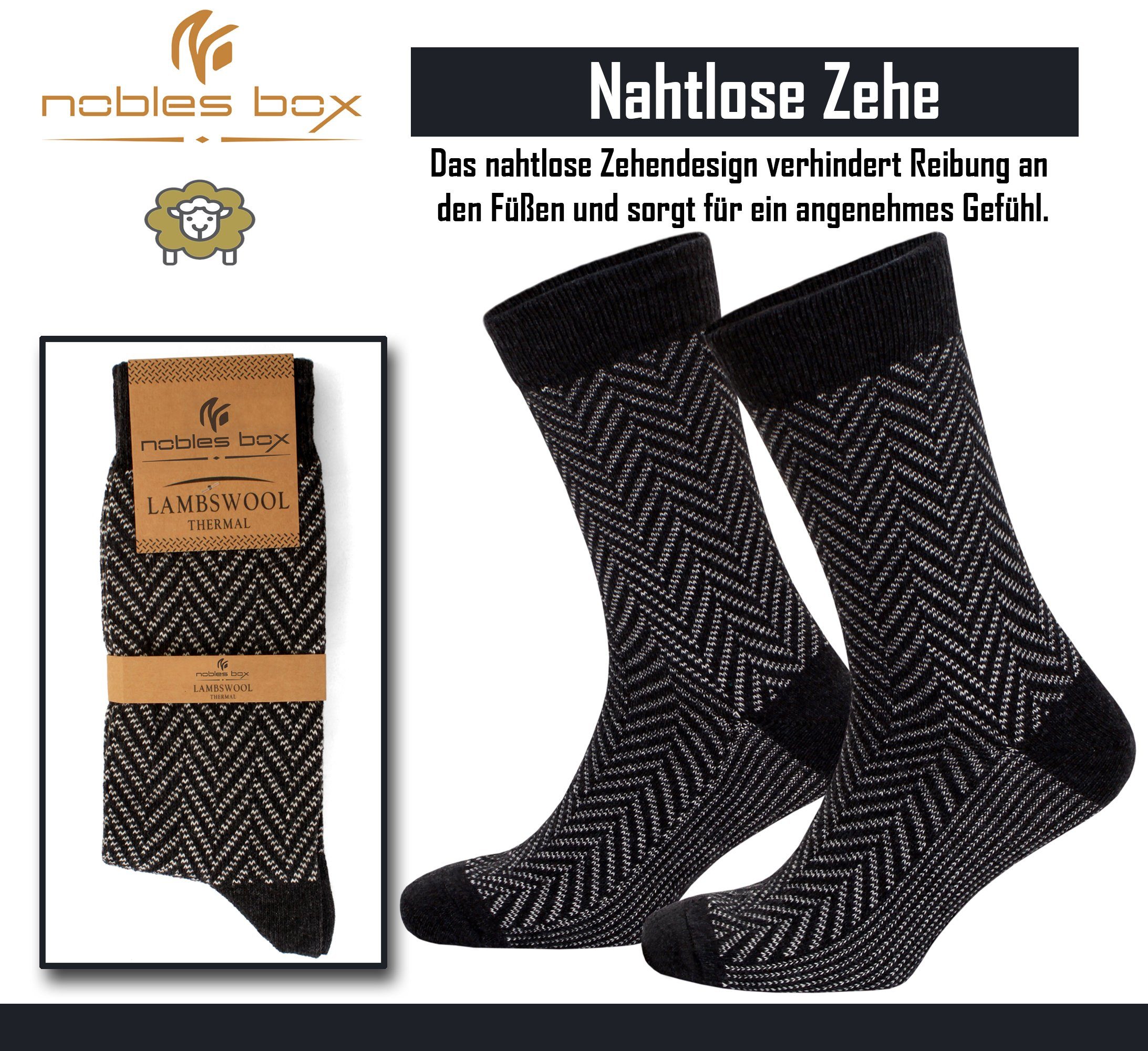 Herren (Beutel, Asorti-1 Socken, NoblesBox Herren EU Größe) Wollsocken Herren Arbeitssocken 2-Paar, Warme Norwegersocken 40-44