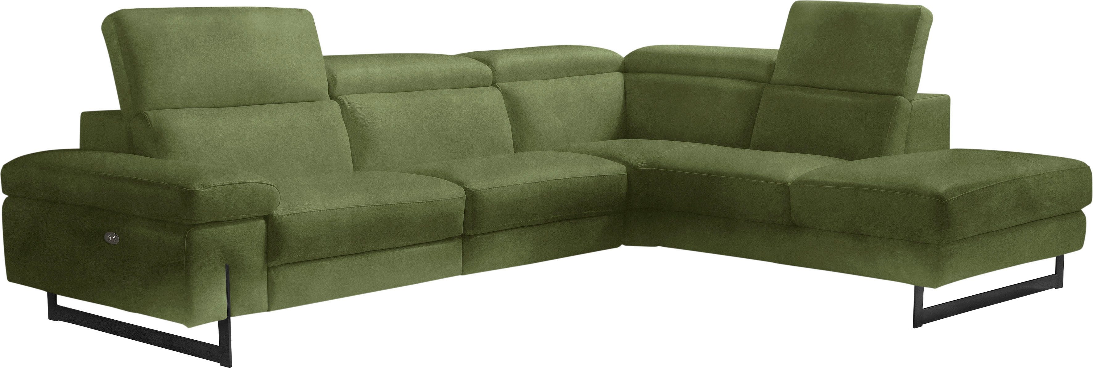 Egoitaliano Ecksofa Candice, elegant, edel und bequem, erstklassiger Sitzkomfort, L-Form, inkl. 2 elektrischer Relaxfunktionen, Bedienung über Taste an Armlehne