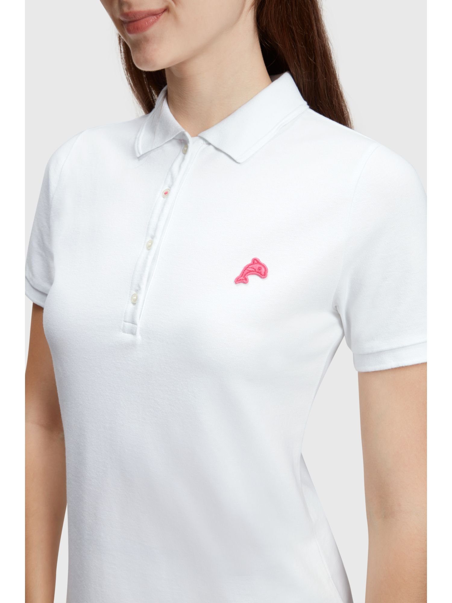 Esprit Poloshirt Klassisches Tennis-Poloshirt mit Dolphin-Batch WHITE